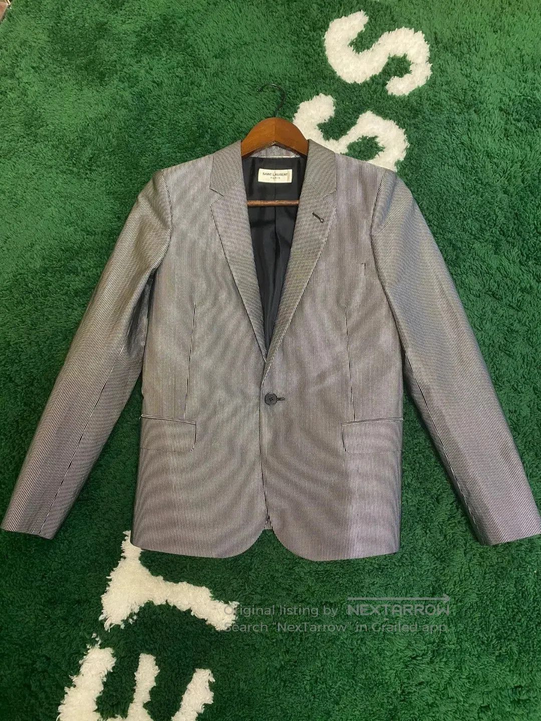 Saint Laurent Paris Saint Laurent Paris Gray Pinstripe Blazer. Size US M / EU 48-50 / 2 - 1 Thumbnail