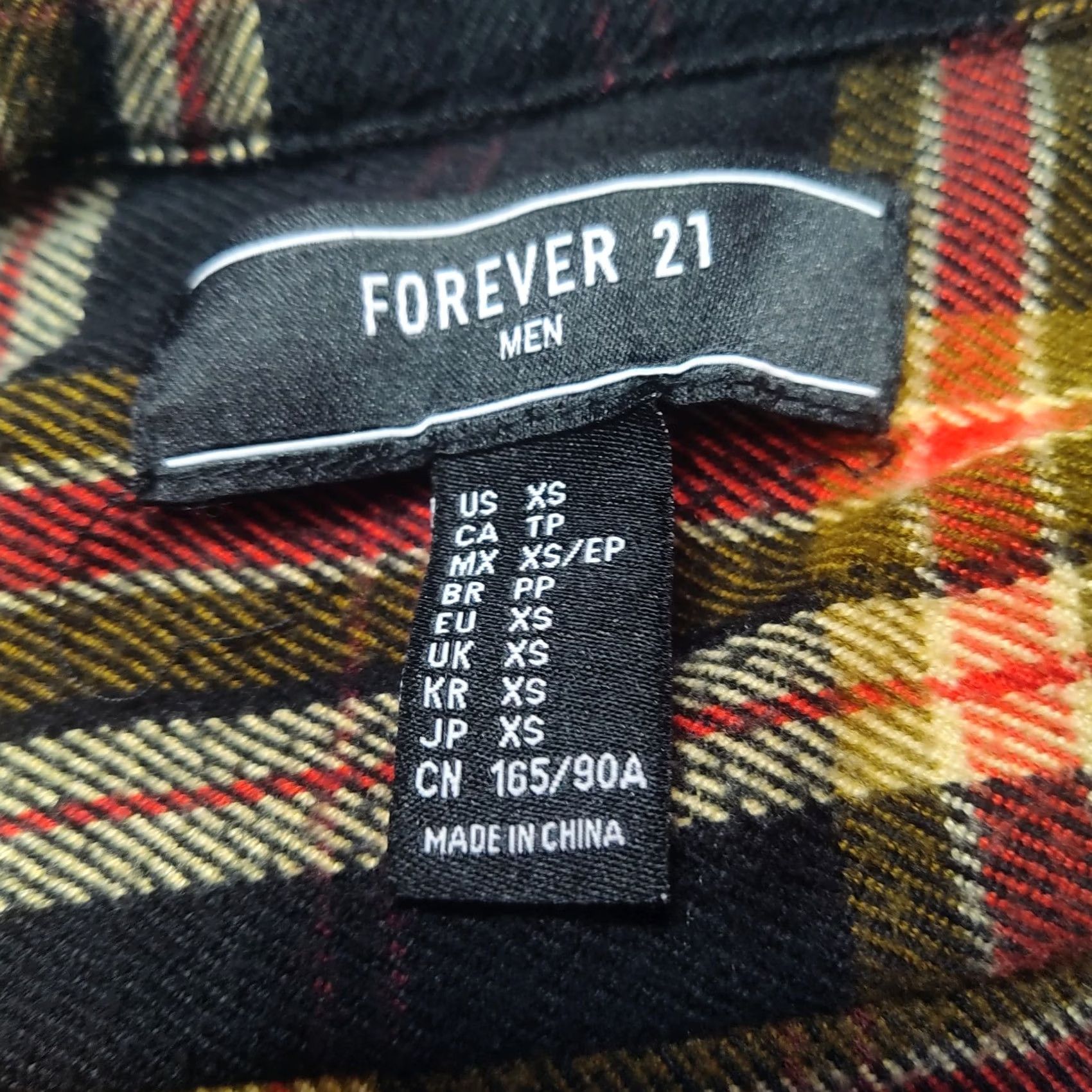 Forever 21 FOREVER 21 Men XS Black Orange Plaid Full Zip Flannel Shacket Jacket Size US XS / EU 42 / 0 - 4 Thumbnail