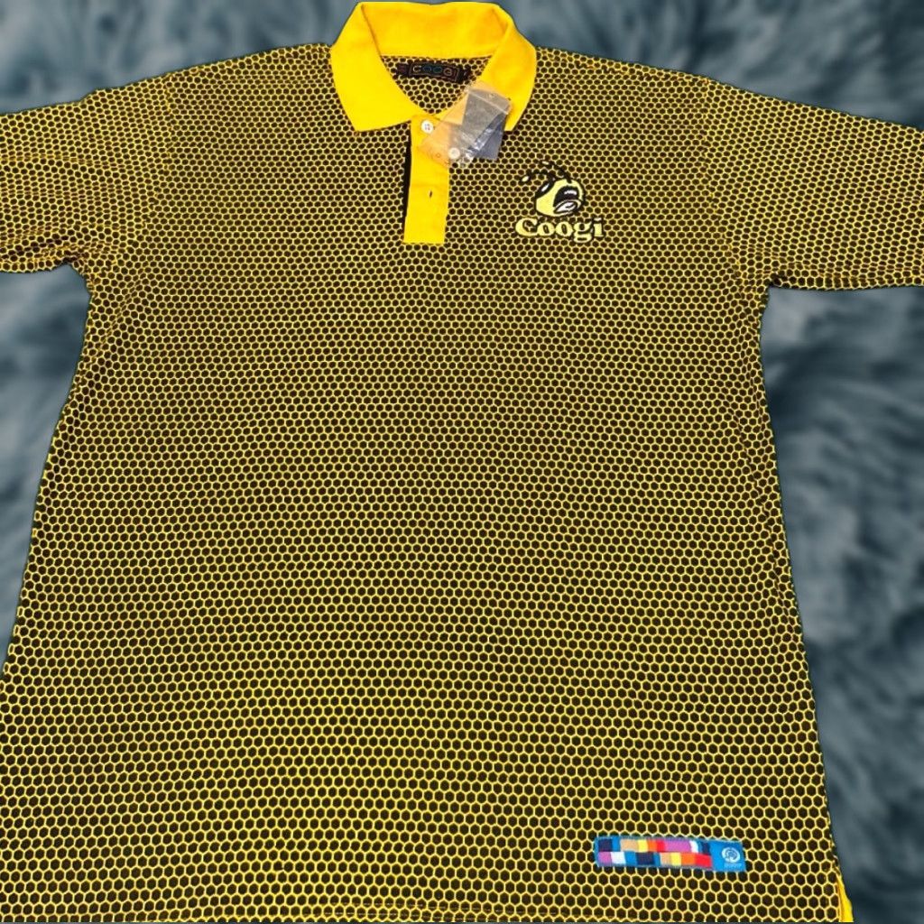 VINTAGE COOGI Bumblebee Hip Hop Polo Shirt Mens XL Yellow NWT