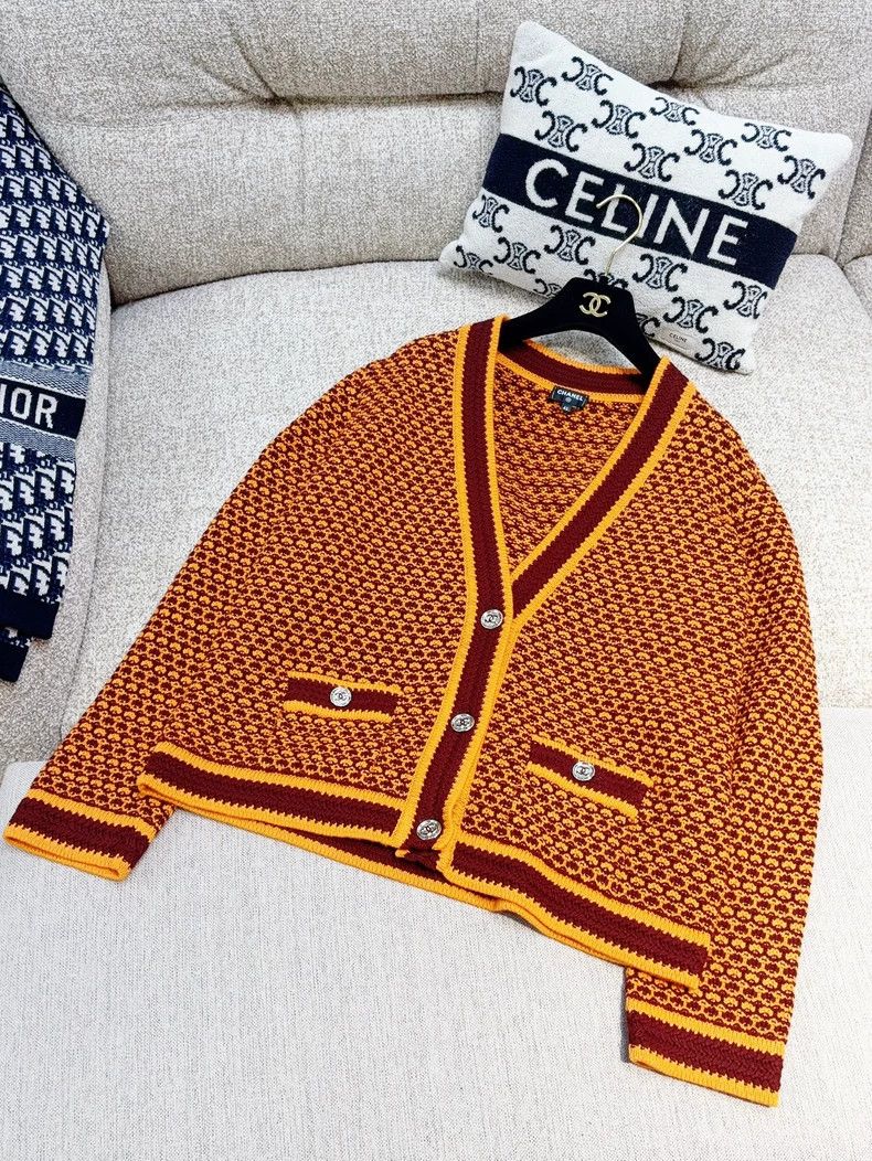 Chanel Chanel 23A Dakar orange brown two-pocket knitted cardigan Size M / US 6-8 / IT 42-44 - 2 Thumbnail
