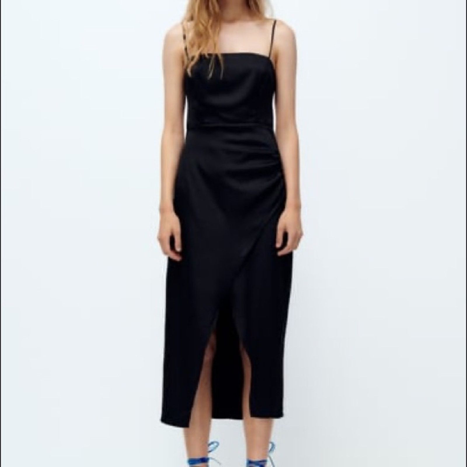 Zara ZARA BLOGGER FAVORITE SATIN EFFECT CUT OUT MIDI DRESS Size S / US 4 / IT 40 - 7 Thumbnail
