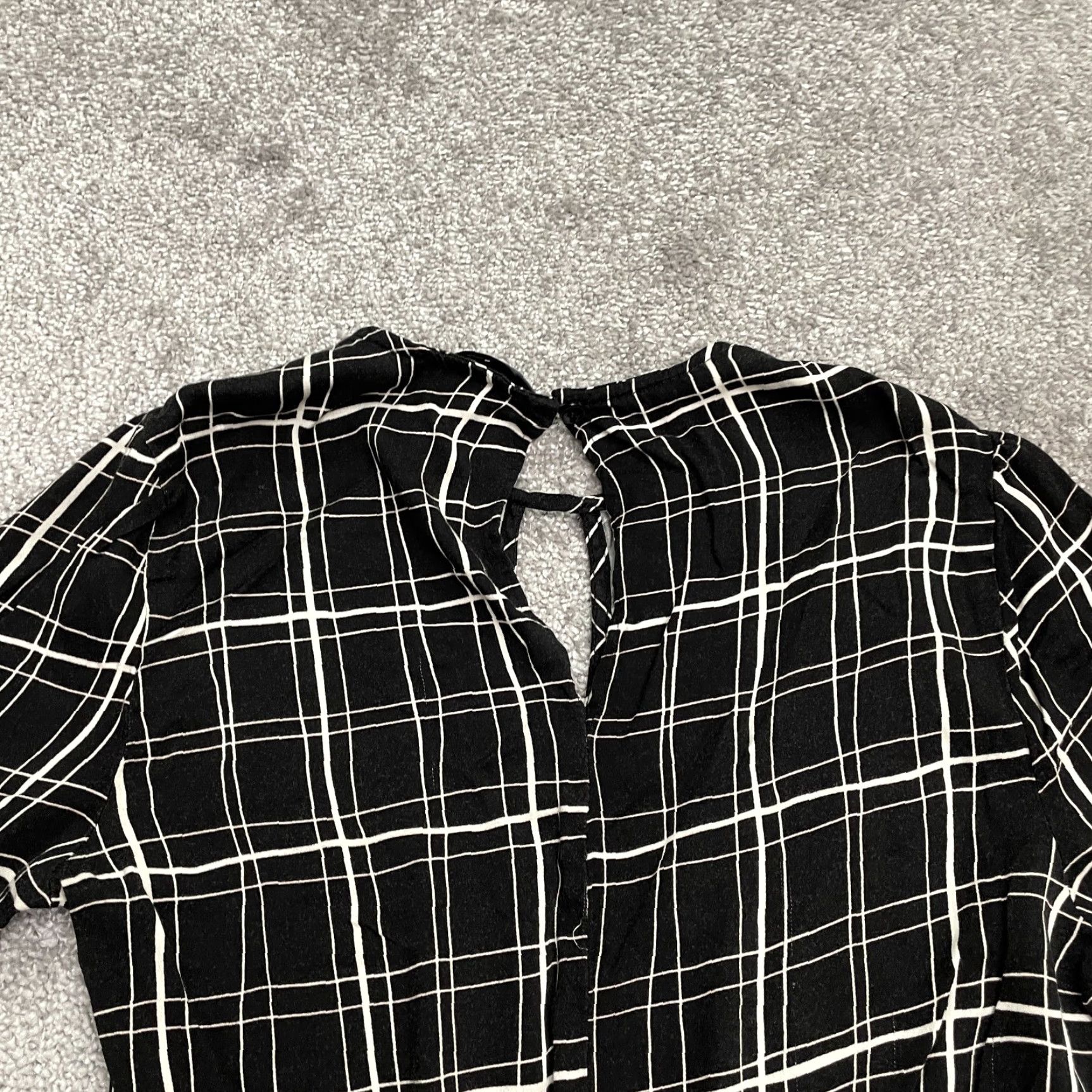AQUA Aqua A-Line Dress Womens S Black White Plaid Long Sleeve Knit Rayon Spandex Elastic Waist Knee Length Vintage No Size S / US 4 / IT 40 - 6 Thumbnail
