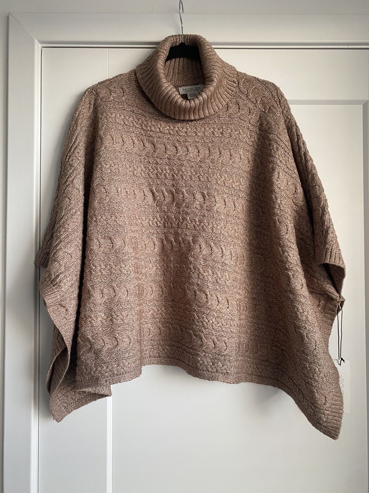 Rachel Zoe Rachel Zoe Women's Tan Cream Knit Turtle Neck Poncho - NWT Size ONE SIZE - 2 Thumbnail