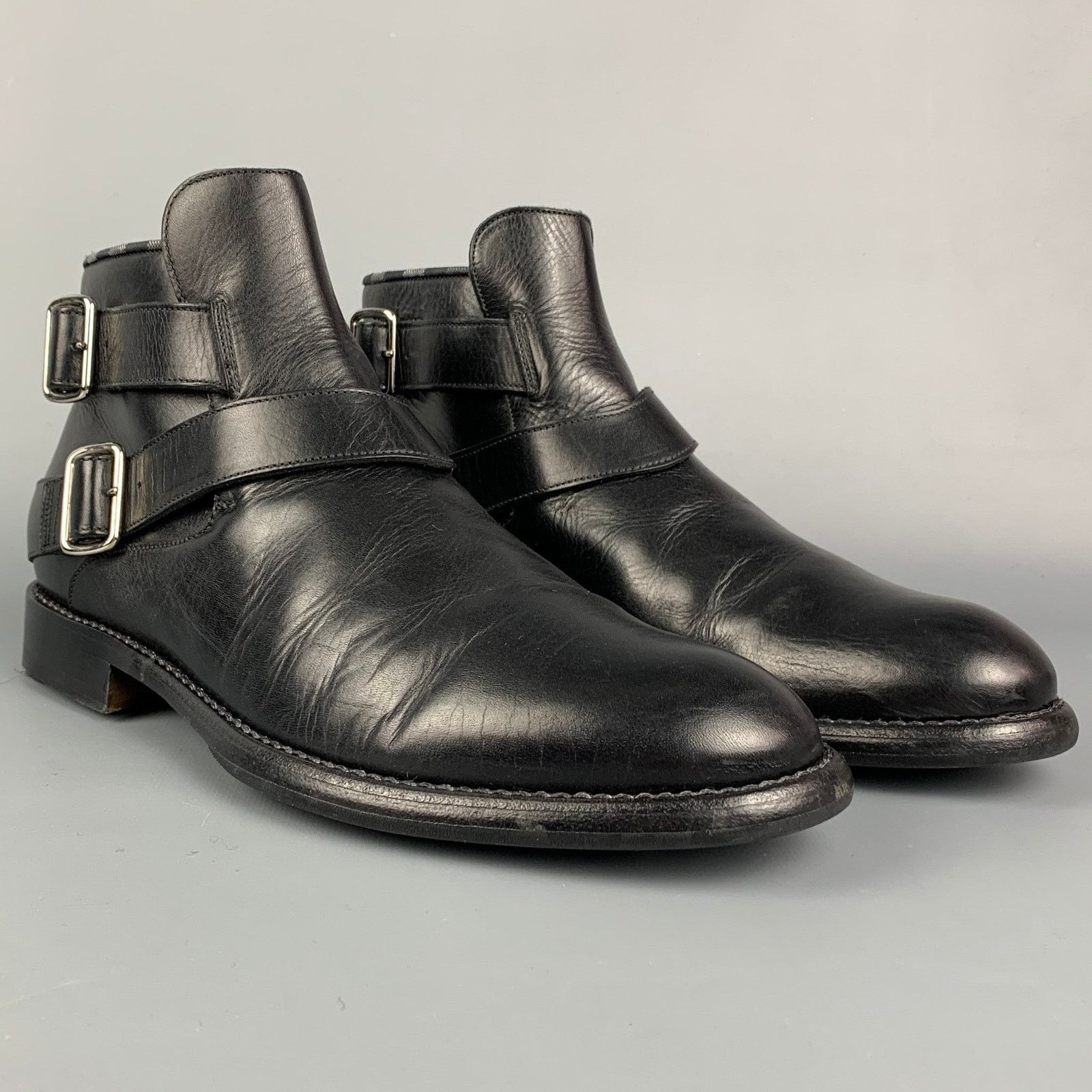 Other JUSTIN DEAKIN Size 7 Black Leather Double Buckle Ankle Boots Size US 7 / EU 40 - 2 Thumbnail