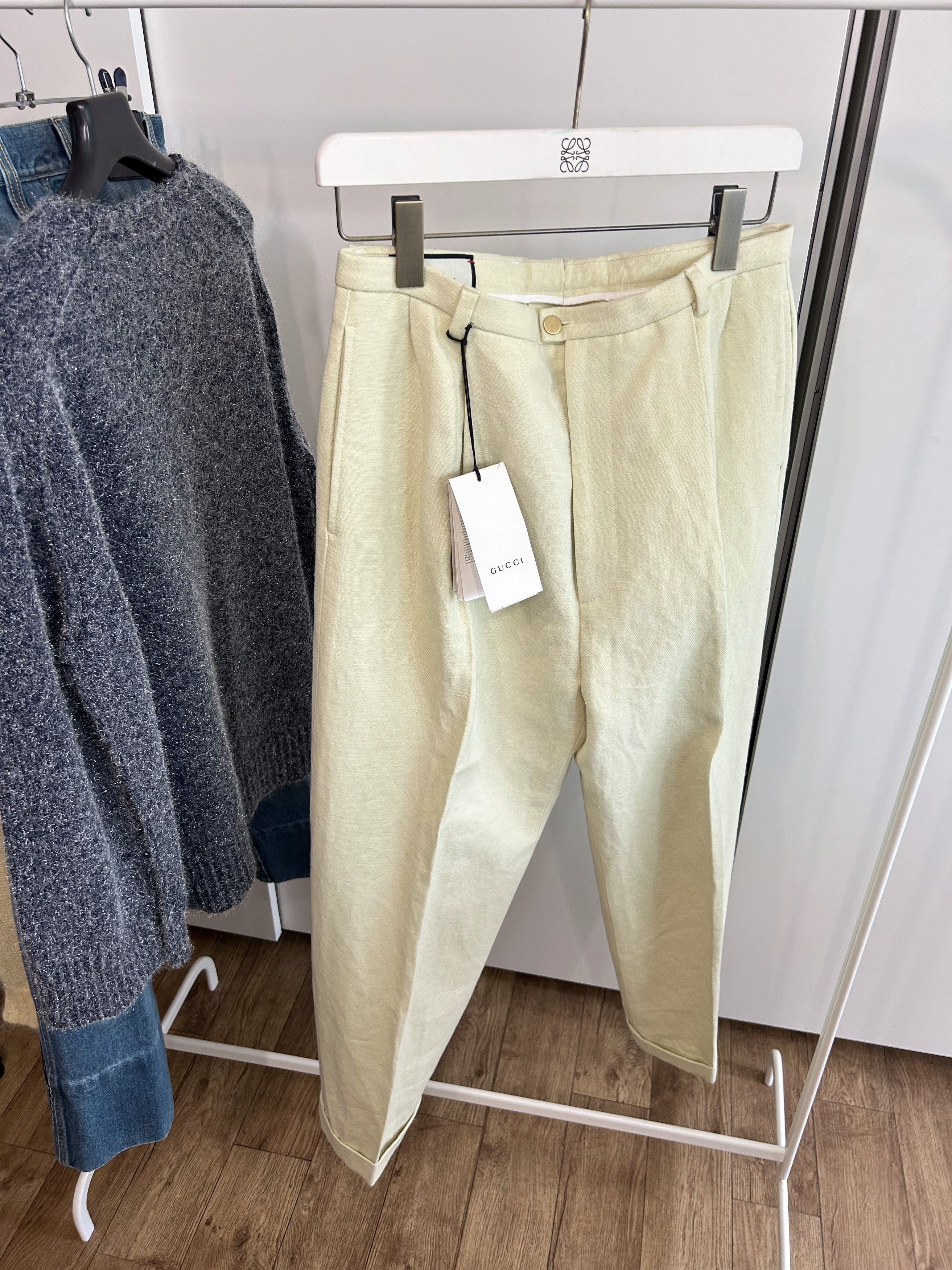 Gucci GUCCI Pale Yellow Pleated Trousers Size US 32 / EU 48 - 3 Thumbnail