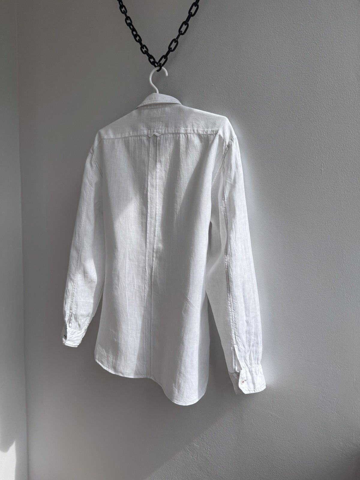 Burberry Burberry Brit White Linen Long Sleeve Pocket Shirt Luxury Size US M / EU 48-50 / 2 - 13 Thumbnail