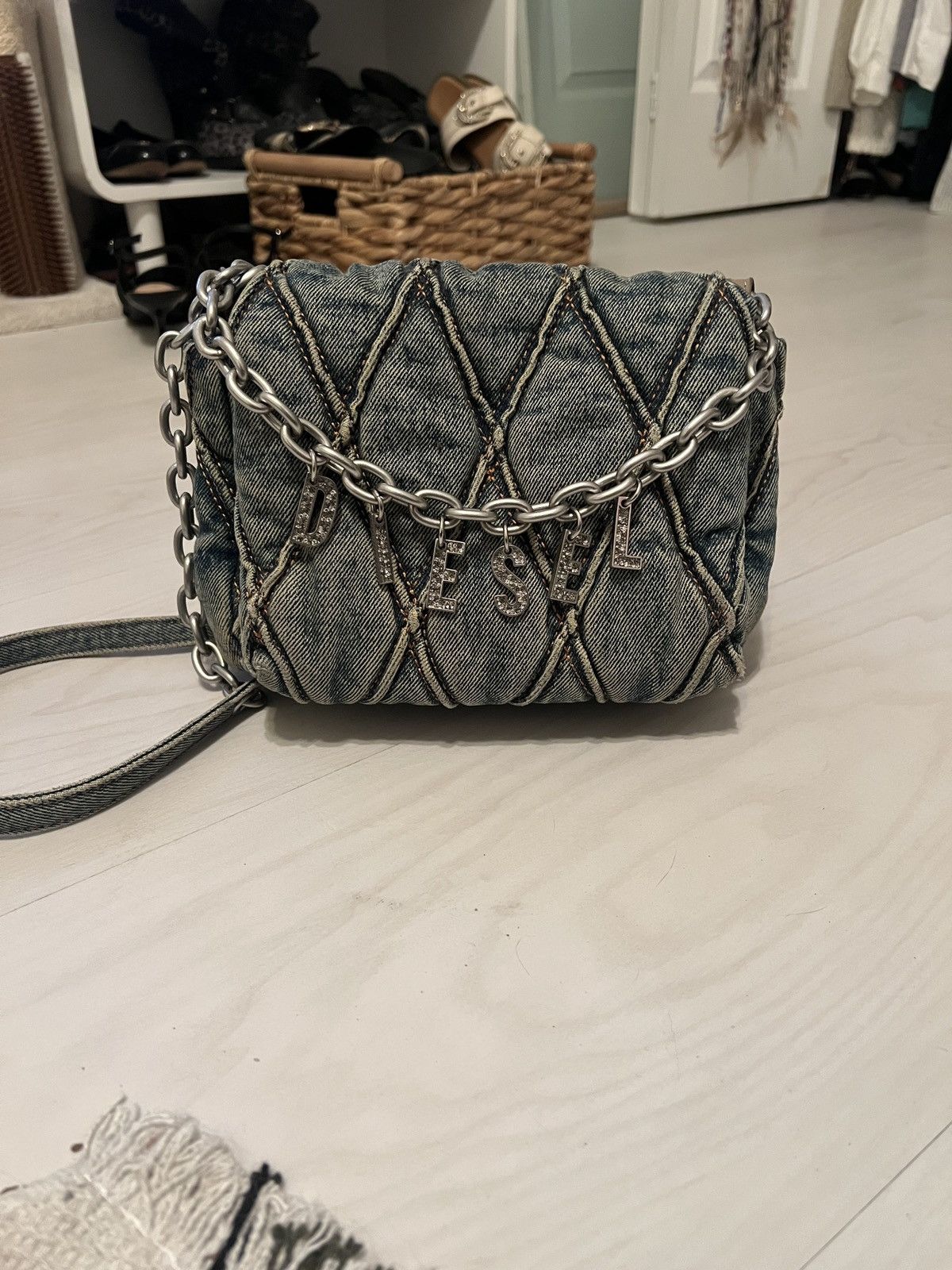 Diesel quilted denim bag