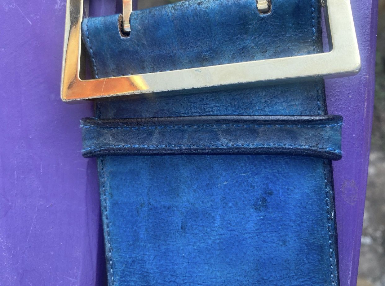 Versace Vintage Wide Blue Belt by Gianni Versace, 7cm, Croc-Embossed Size ONE SIZE - 6 Thumbnail