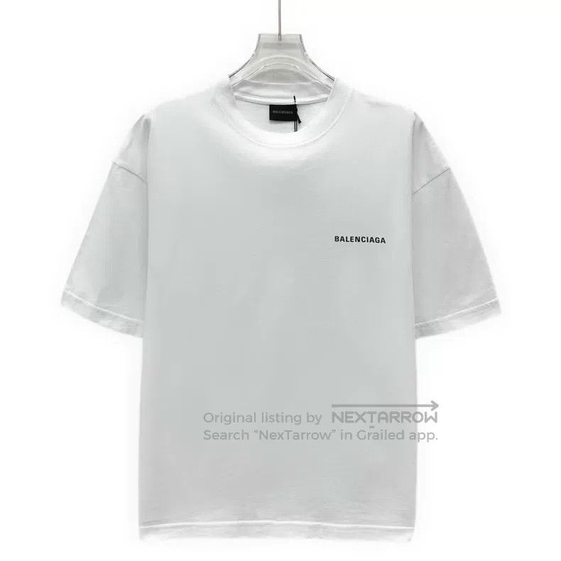 Balenciaga Balenciaga White Logo Letter Printed Cotton Round Neck Sho Size US XS / EU 42 / 0 - 1 Thumbnail