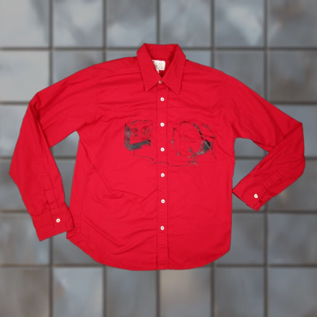 Paul Frank VINTAGE Paul Frank Button-Up Shirt Mens Medium Red Long Sleeve Music 70s 80s Retro Size US M / EU 48-50 / 2 - 1 Thumbnail
