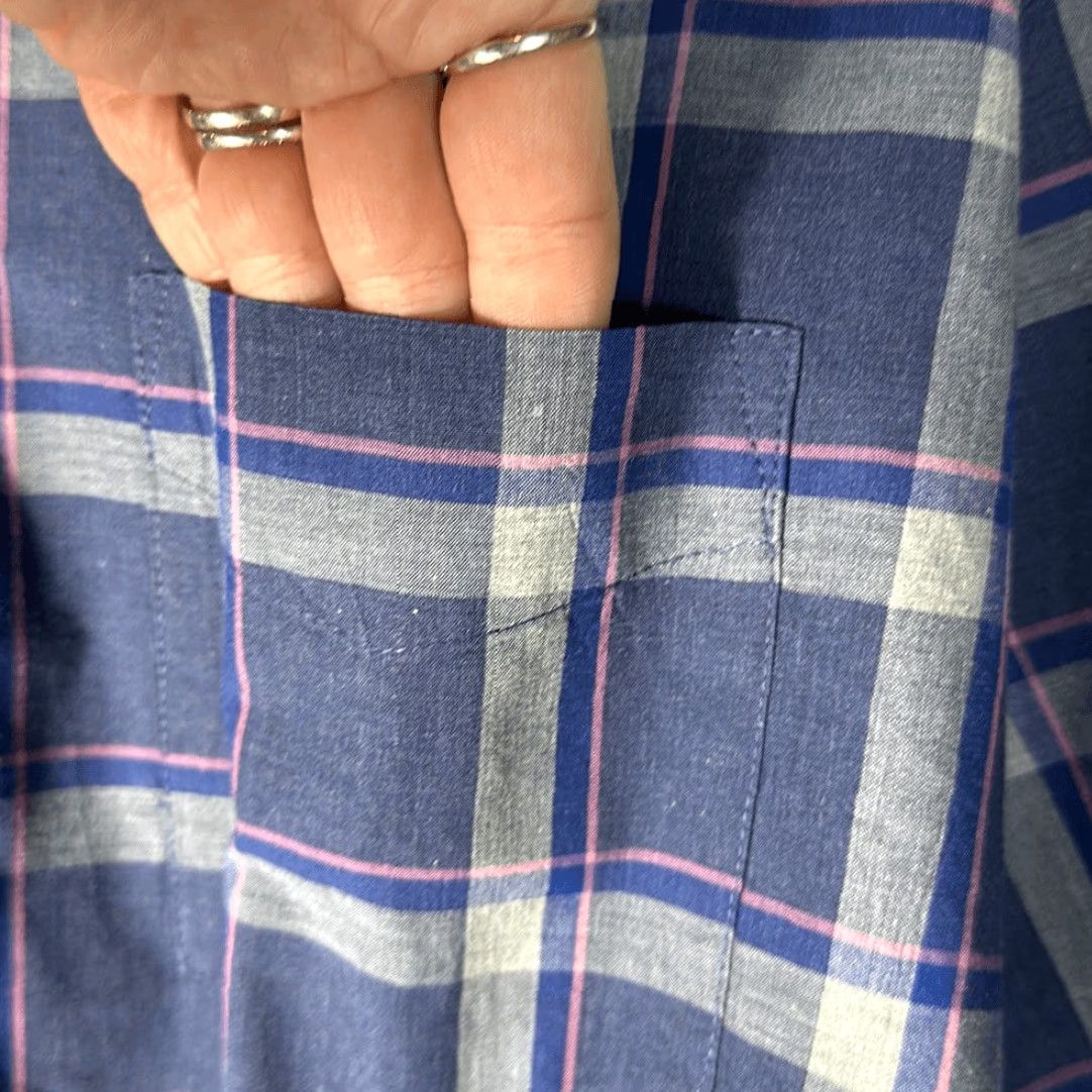 Bonobos Bonobos Men Slim Fit Button Down Blue Pink Plaid Long Sleeve Shirt XXL Blue Mens Shirt Size US XXL / EU 58 / 5 - 4 Thumbnail