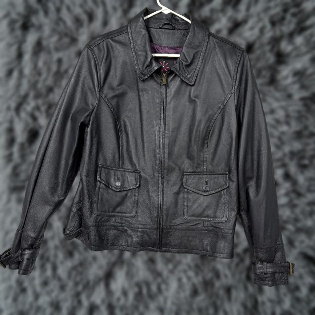 Vintage Isaac Mizrahi Live Leather Jacket Womens L Black Gothic Size L / US 10 / IT 46 - 1 Thumbnail