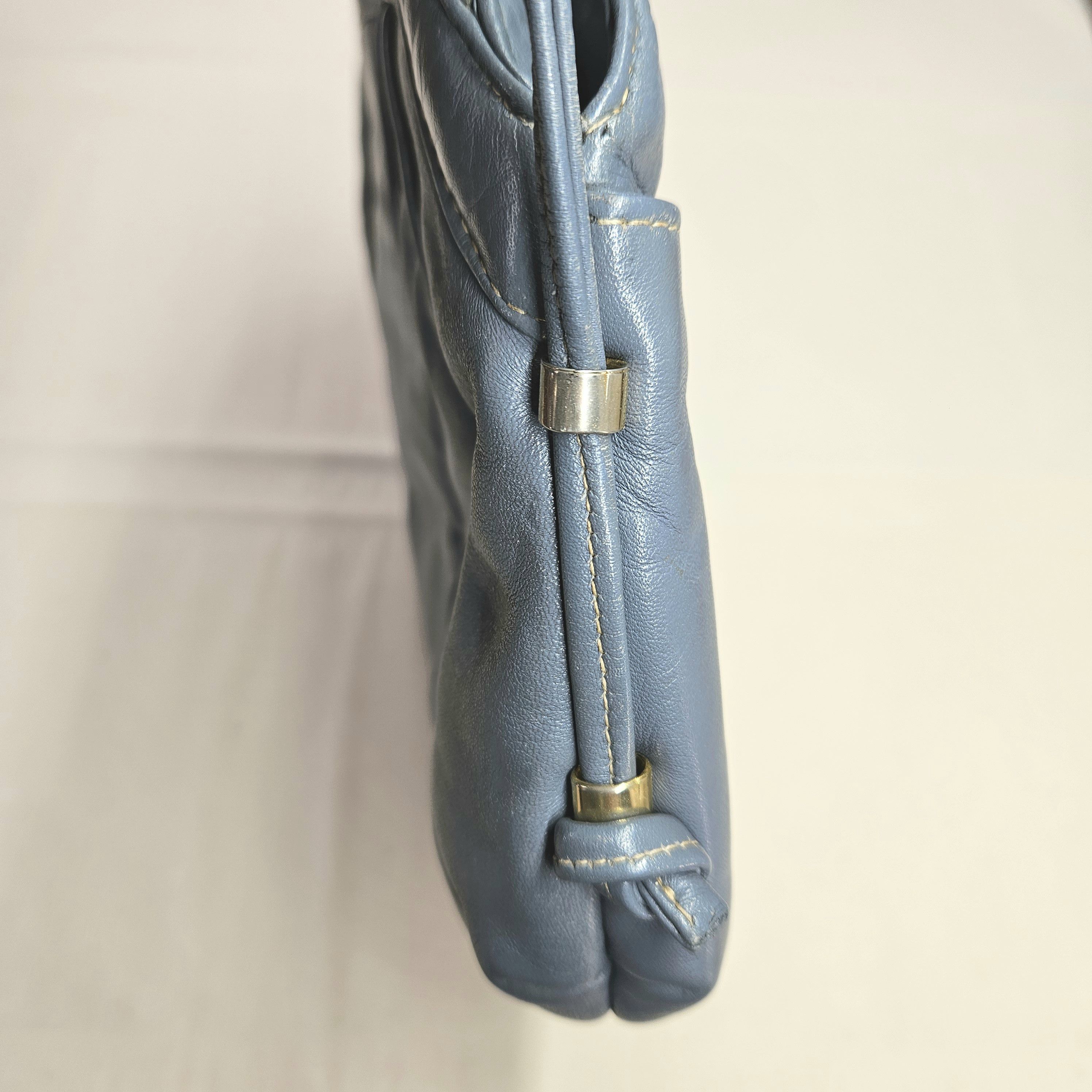 Other Crossbody 11x7.5" Bag Vintage Leather Blue Grey Purse Zipper Size ONE SIZE - 7 Thumbnail