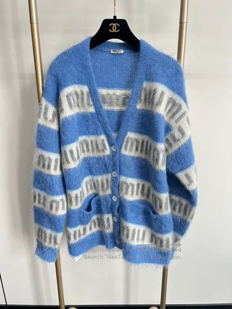 Miu Miu Miu Miu 38 Mohair knitted letter Logo cardigan coat Size M / US 6-8 / IT 42-44 - 1 Thumbnail