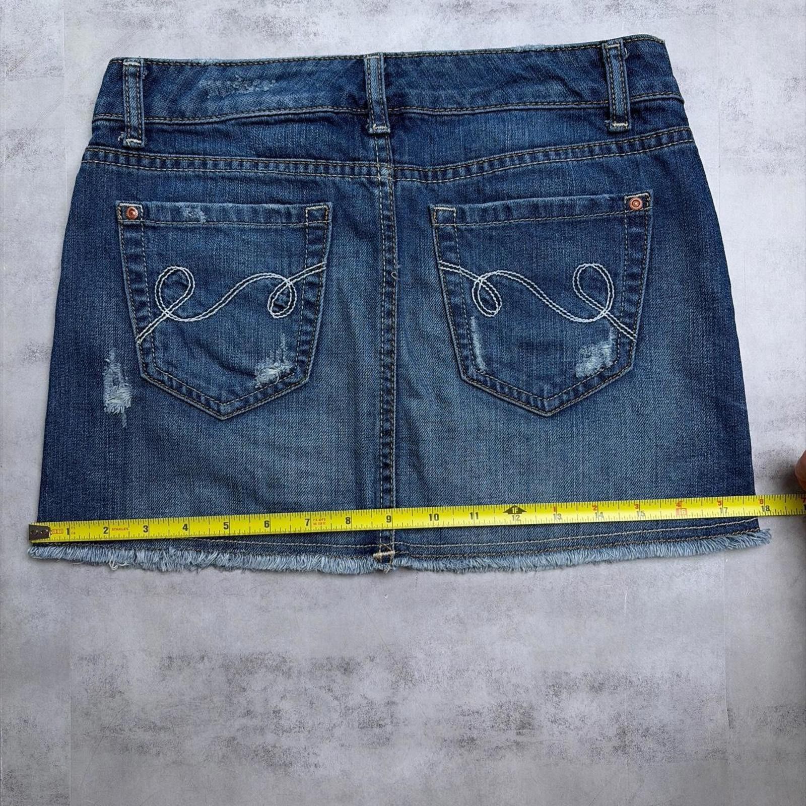 Mossimo Y2K Blue Mossimo Supply & Co Grunge Mini Denim Skirt Size 26" / US 2 / IT 38 - 8 Thumbnail