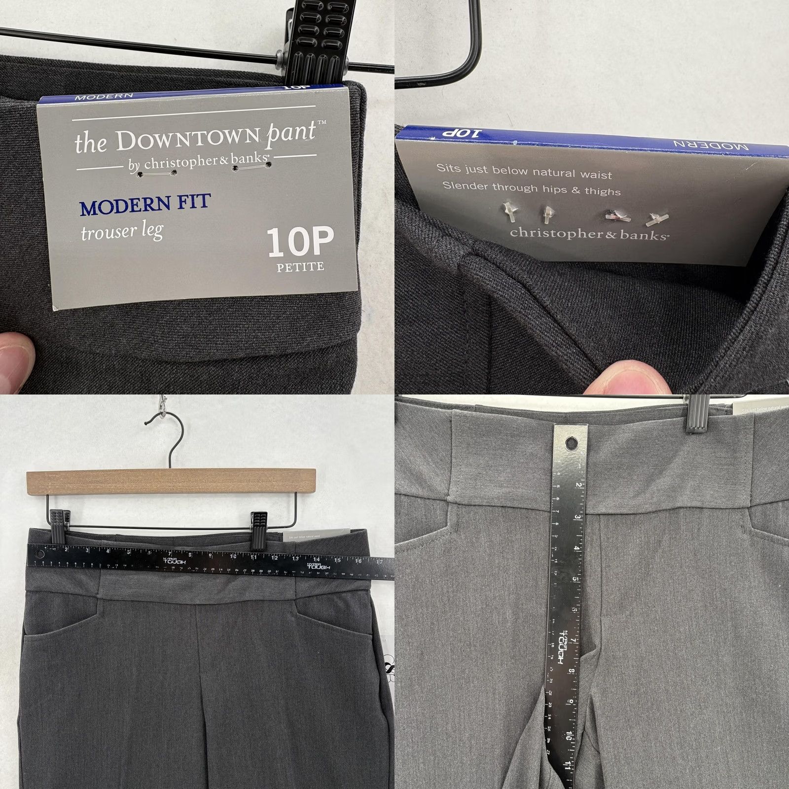 Vintage Christopher & Banks Downtown Dress Pants Womens 10P Gray Modern Fit Trouser NWT Size 32" / US 10 / IT 46 - 8 Thumbnail