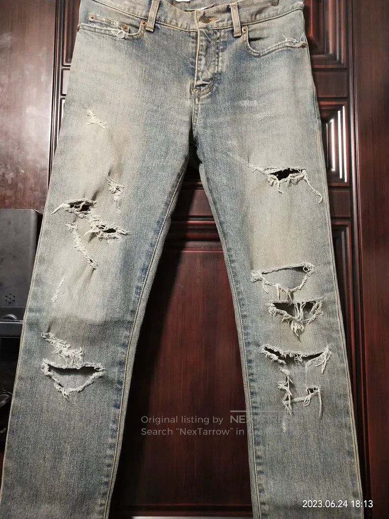 Saint Laurent Paris Saint Laurent Paris Blue three-hole heavy destruction on l Size US 28 / EU 44 - 2 Thumbnail