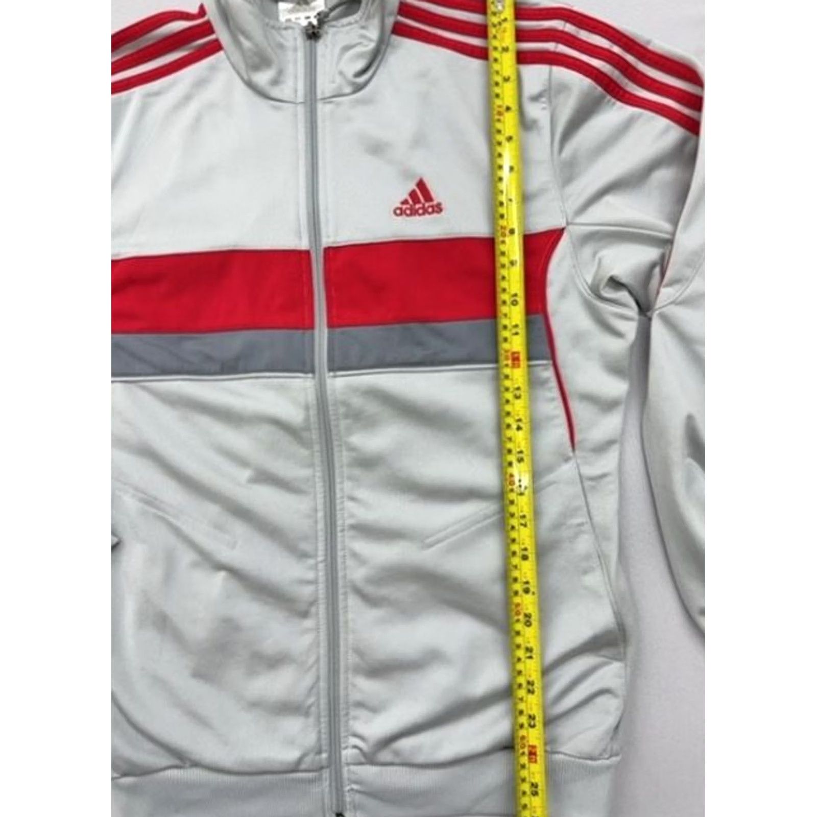 Adidas Adidas White Track Jacket Full Zip 3-Stripes Size D Polyester Men Size US S / EU 44-46 / 1 - 6 Thumbnail