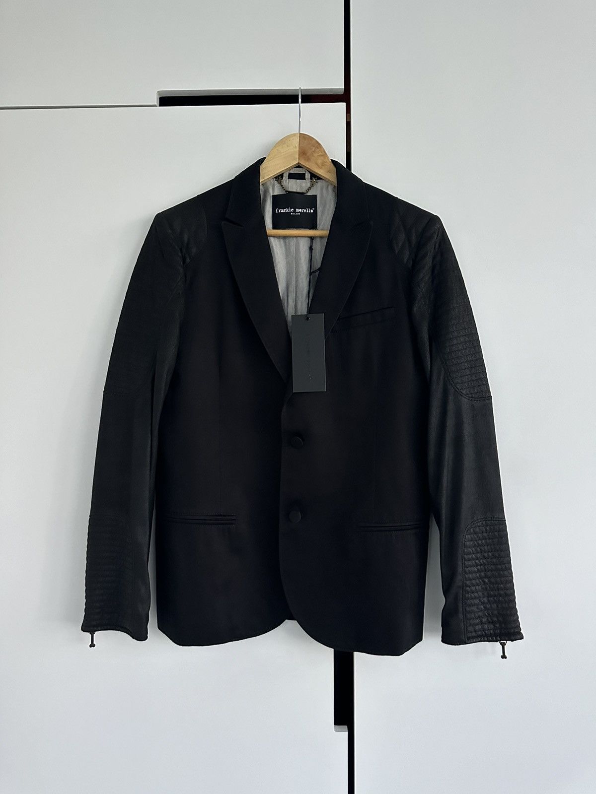 image of Frankie Morello Fw13 Biker Tuxedo Jacket in Black, Men's (Size Medium)