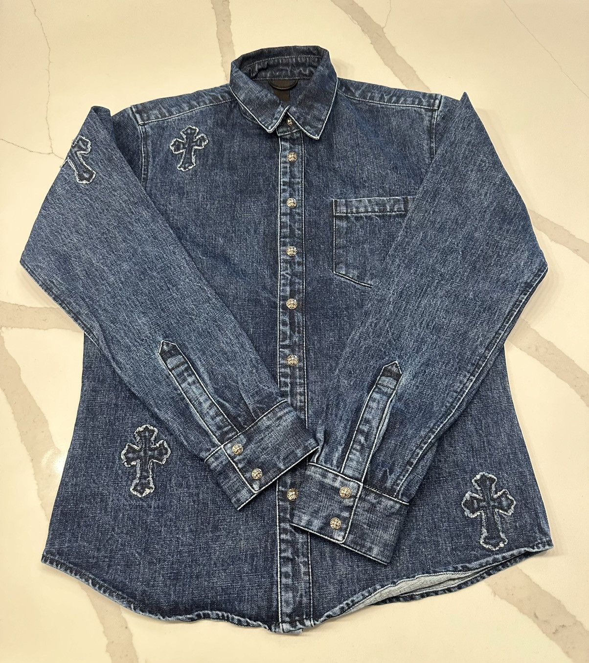 Chrome Hearts 🔥Chrome Hearts Cross Patch Denim Shirt🔥 Size US M / EU 48-50 / 2 - 1 Thumbnail