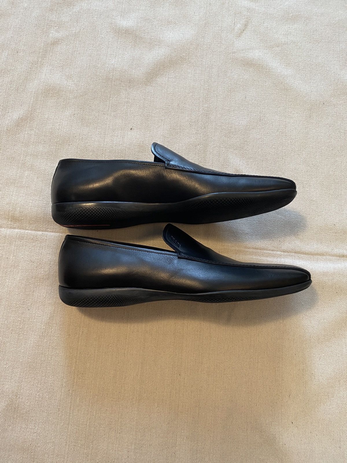 Prada Prada Linea Rossa Black Leather Rubber Sole Loafers Size 11 Size US 11 / EU 44 - 5 Thumbnail