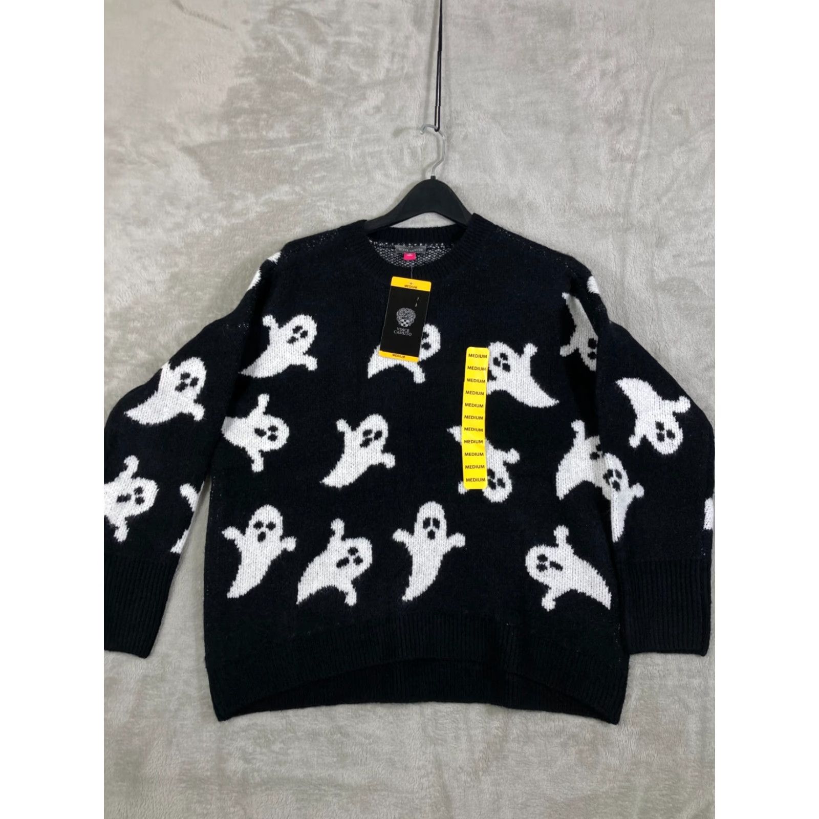 Vince Camuto Vince Camuto Halloween Ghosts AOP Sweater Women M Black White Knit Crew Neck NWT Pullover Long Sleeve Holiday Party/Cocktail Size M / US 6-8 / IT 42-44 - 3 Thumbnail