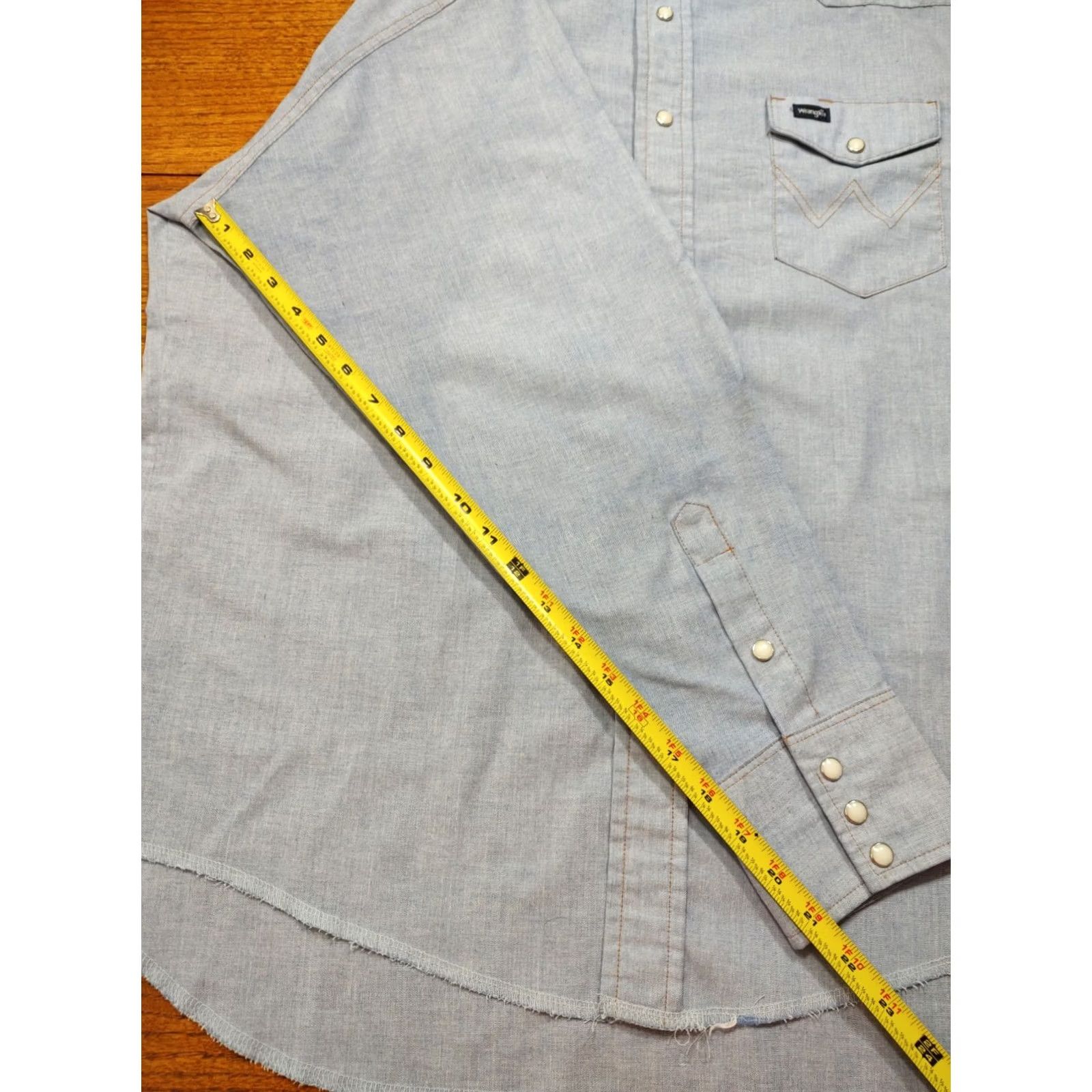 Wrangler VINTAGE Wrangler Chambray Western Shirt Mens 17.5 X 35 Pearl Snap American Flag USA Size US XXL / EU 58 / 5 - 7 Thumbnail
