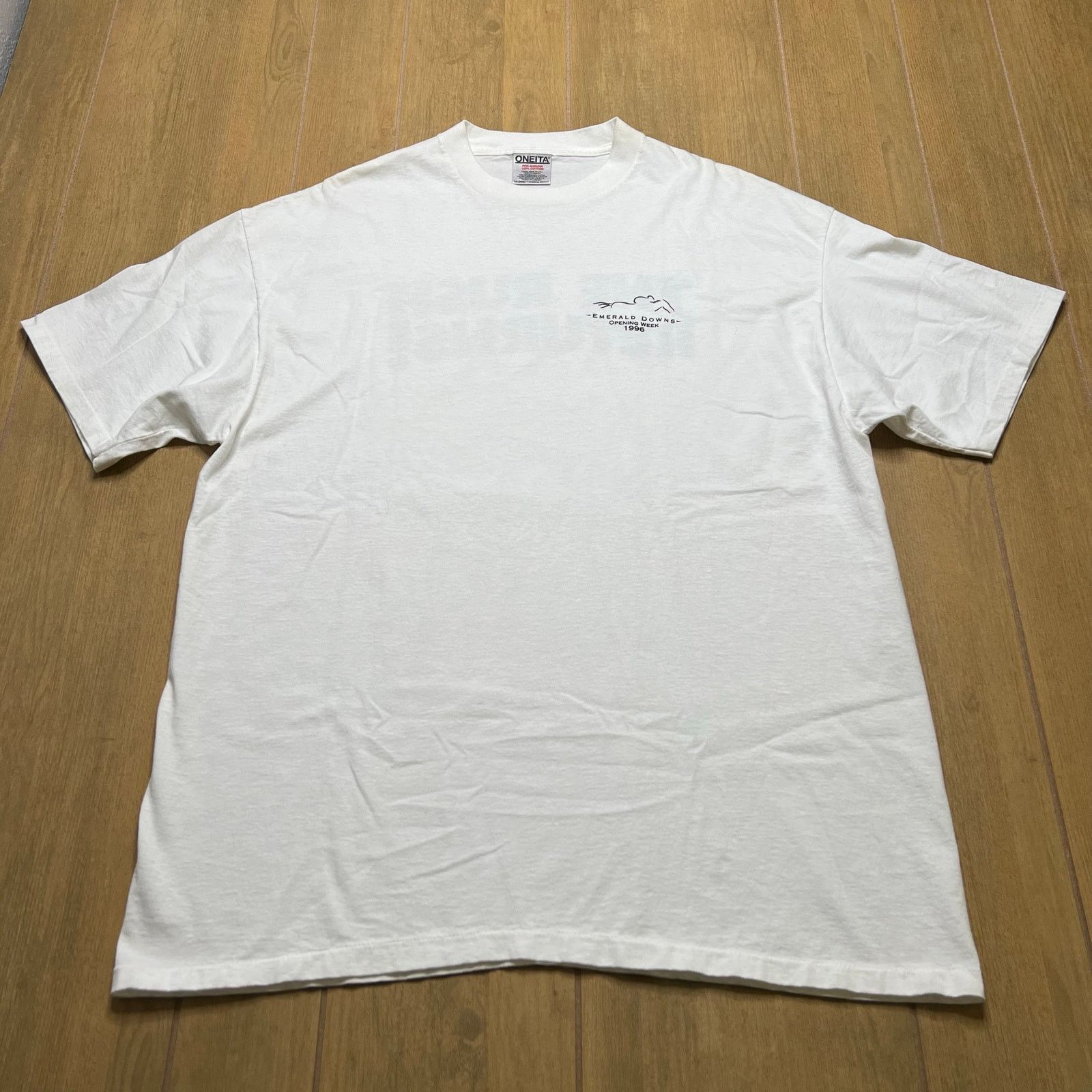 Vintage Vintage Emerald Downs Opening Week 1996 T Shirt Oneita XXL Size US XXL / EU 58 / 5 - 1 Thumbnail