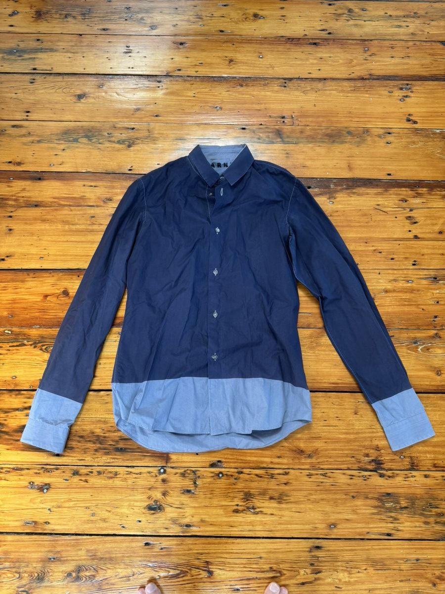 image of Marni Blue Tech Button Up, Men's (Size Small)