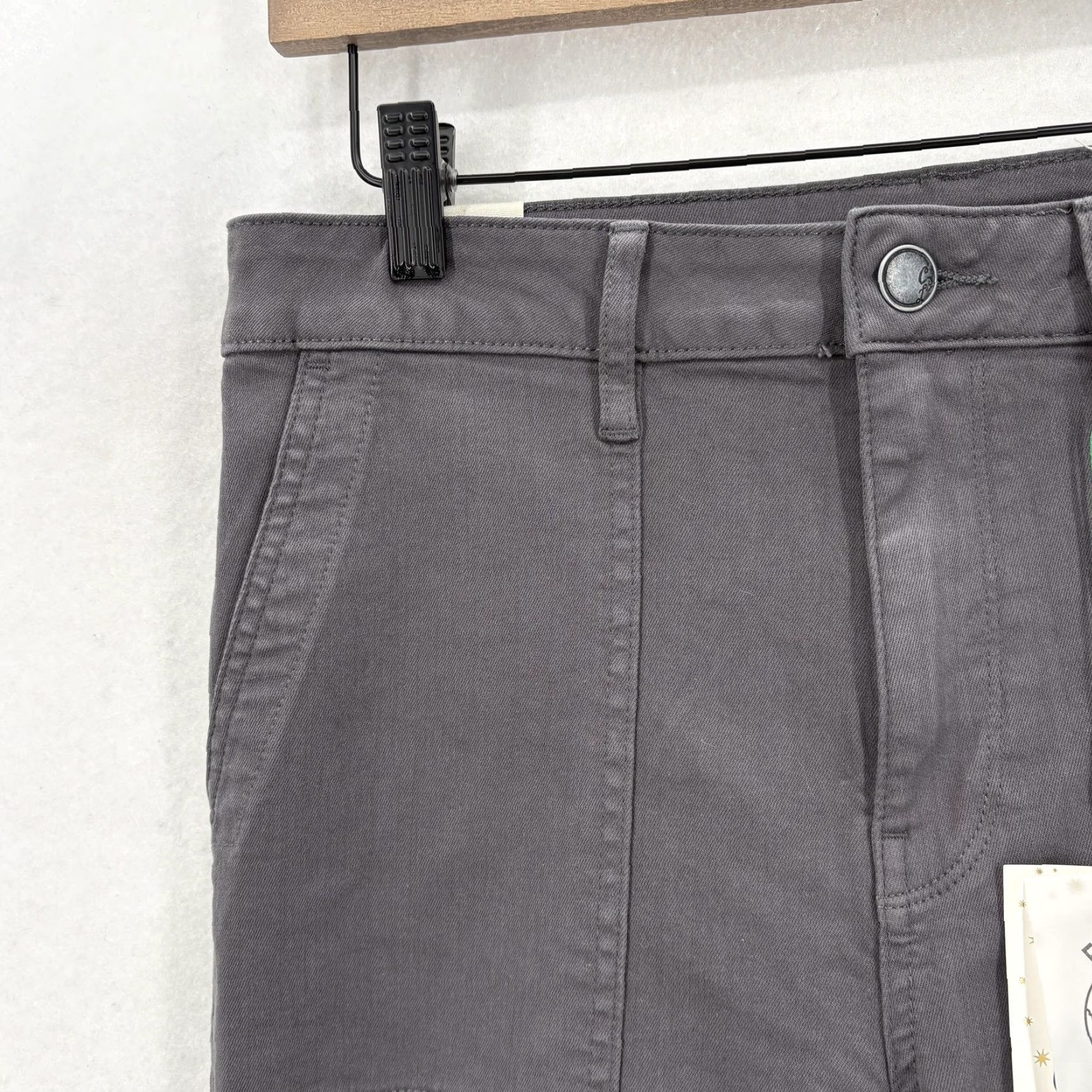 Vintage Cosmic Blue Love Liya Eco Bootcut Pants Womens 29P Gray Twill Patch Pockets NWT Size 29" - 3 Thumbnail