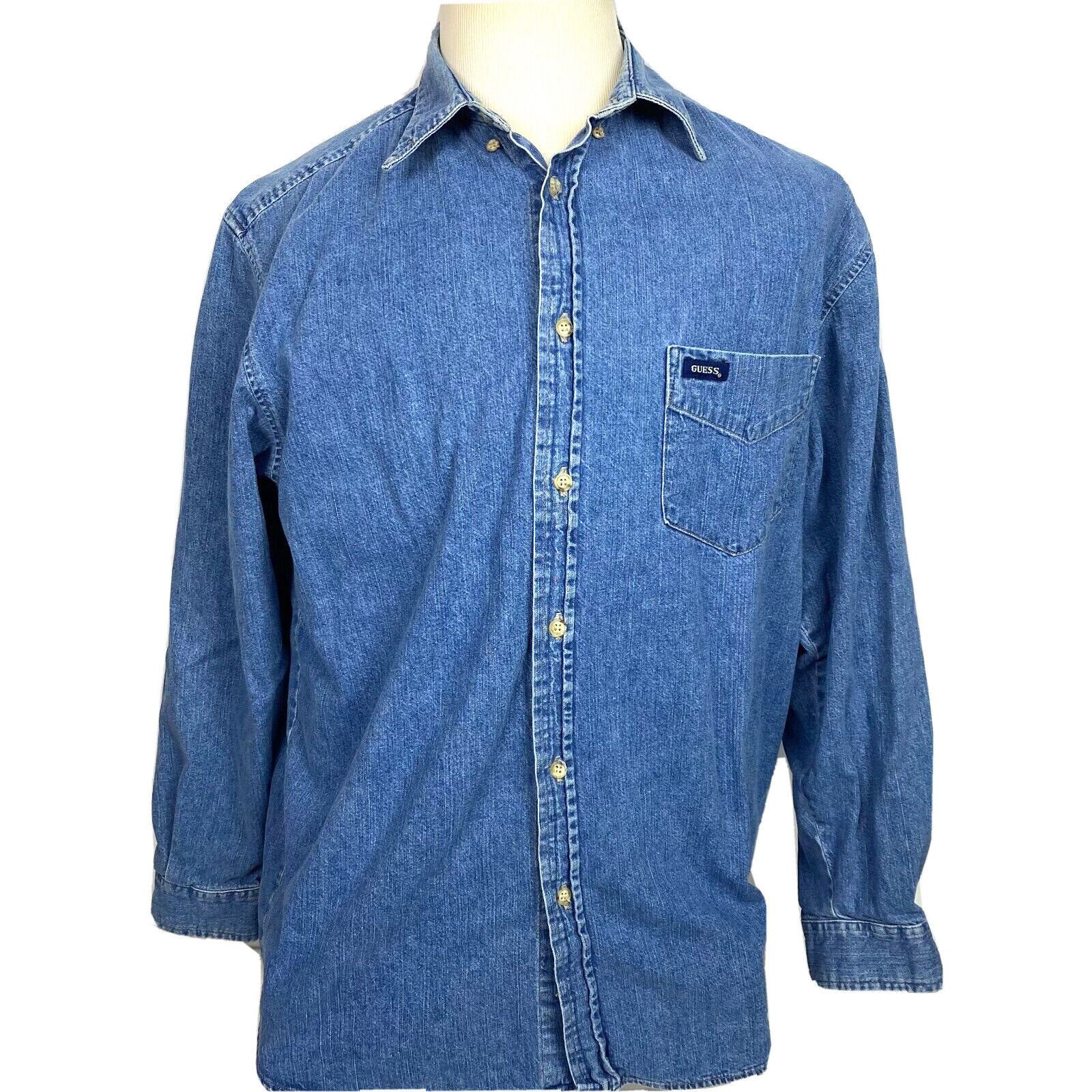 Vintage Guess button up Denim Shirt Size Large Boyfriend