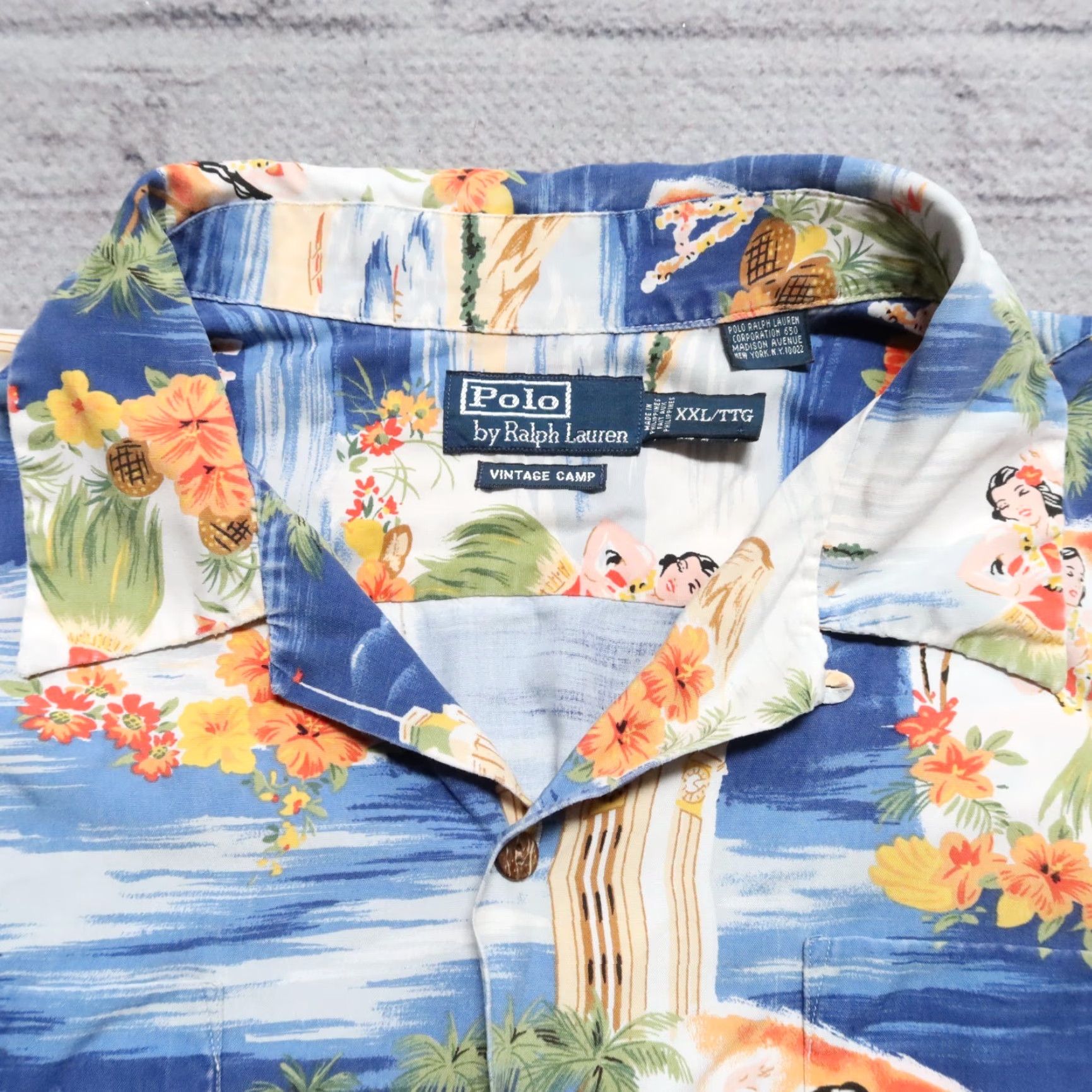 Polo Ralph Lauren Vintage Polo Ralph Lauren Shirt 2XL Blue Short Sleeve Hawaiian All Over Print Men Brand Shirt Size US XXL / EU 58 / 5 - 6 Thumbnail