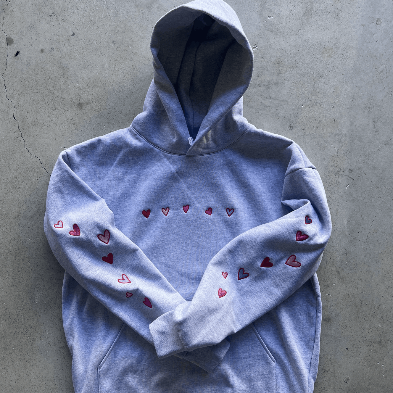 Prolific Love Hearts Valentines Hoodie All over Embroidered Size US L / EU 52-54 / 3 - 2 Thumbnail
