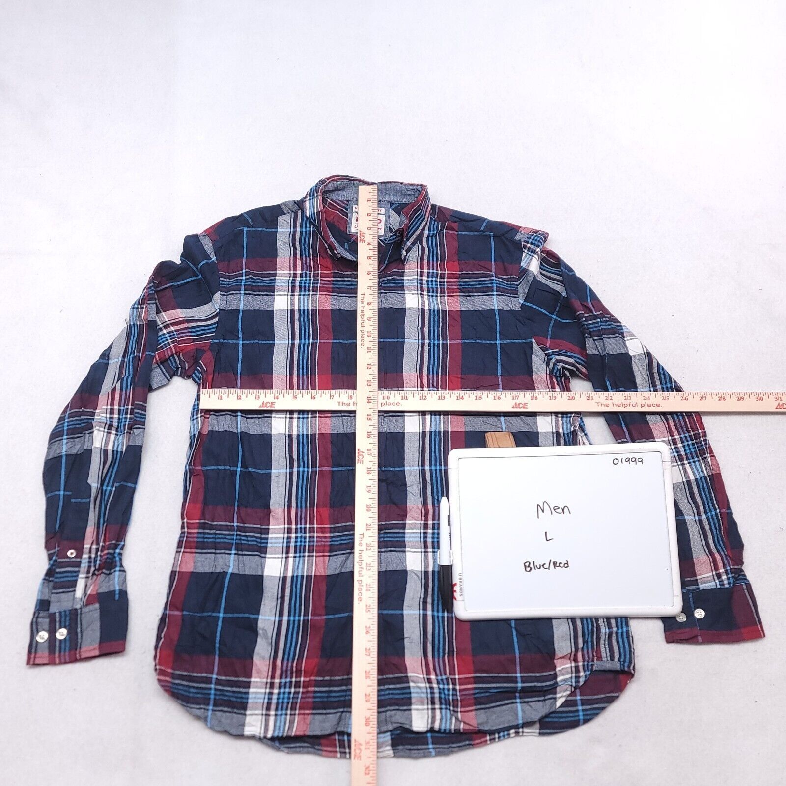 Old Navy Old Navy Madras Flannel Shirt Mens Size Large L Blue Red Size US L / EU 52-54 / 3 - 6 Thumbnail