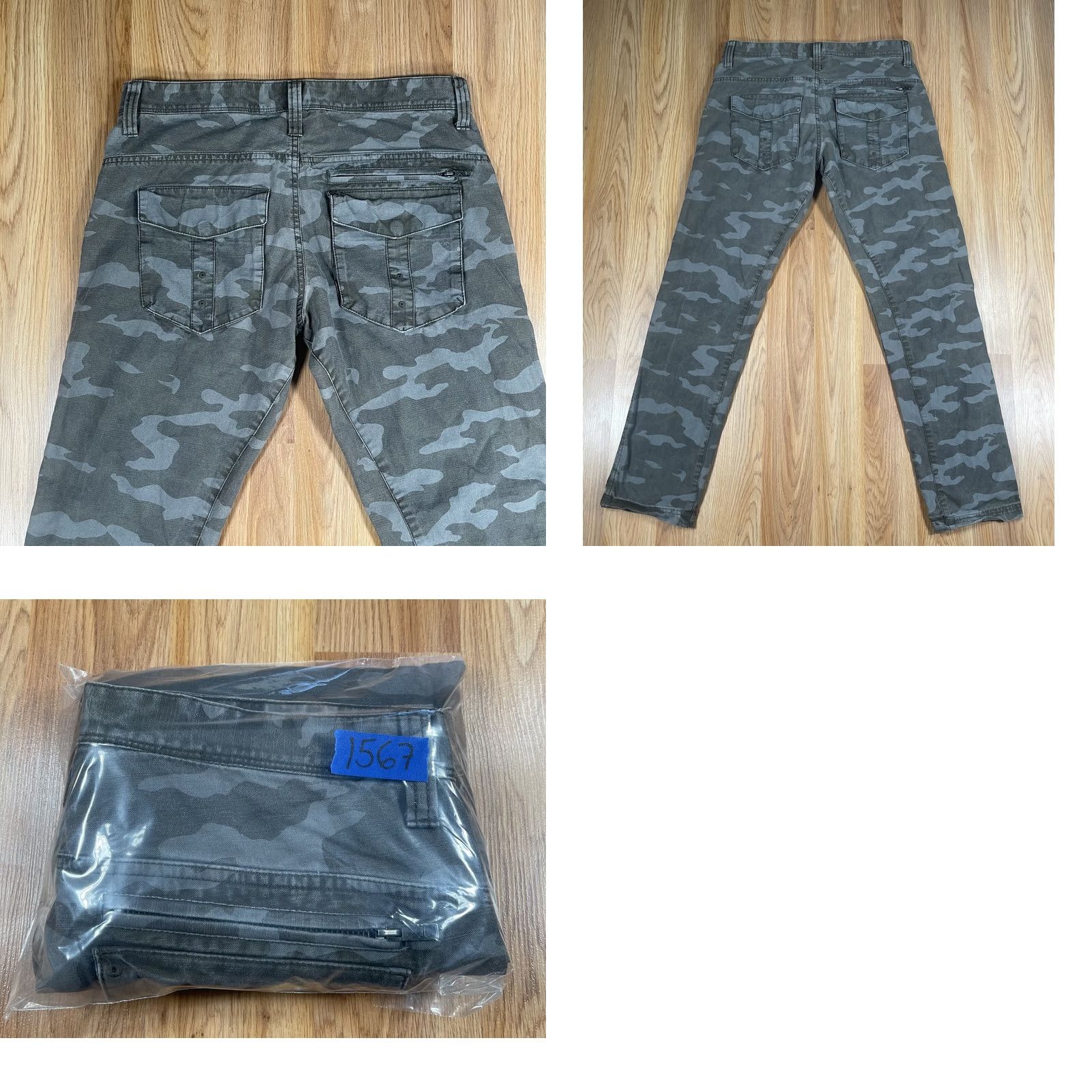 Vintage Helix Pants Mens Size 30W x 32L Slim Taper Flat Front Khaki Slacks Green Camouflage Pocketed Regular Waist 30x32 Mens Size US 30 / EU 46 - 9 Thumbnail