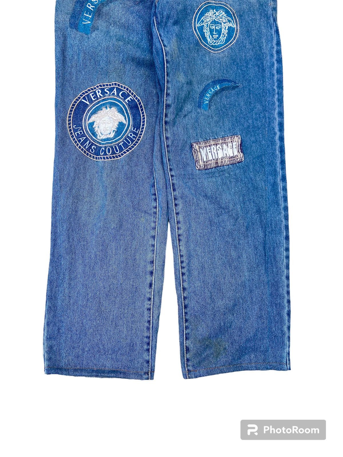 Versace × Versace Jeans Couture × Vintage VERSACE PATCH LOGO HIGH WAIST DENIM + BELT LEATHER Size US 26 / EU 42 - 3 Thumbnail