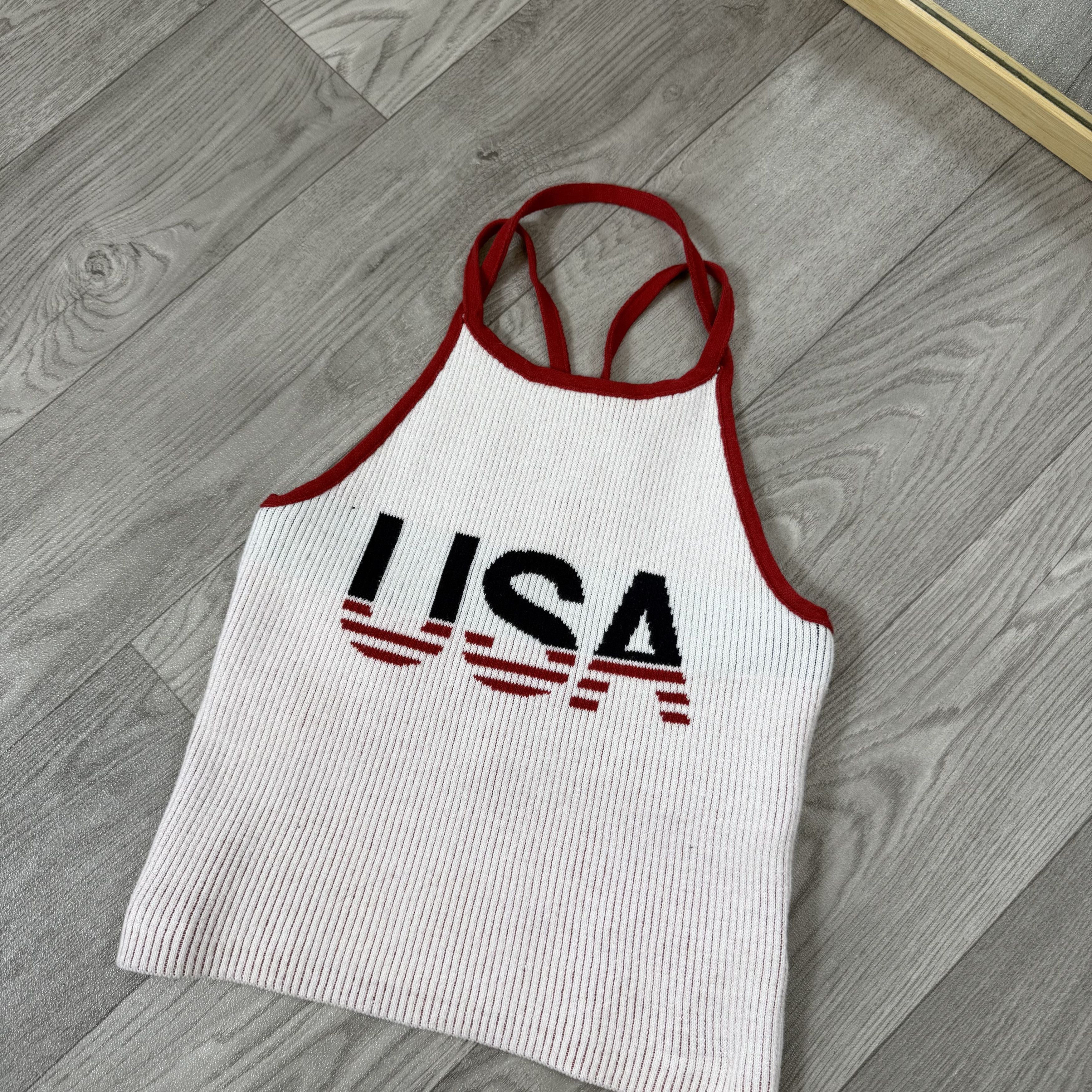 Vintage Vintage USA 90s Rare Knit White American Women's Tank Top Size S / US 4 / IT 40 - 5 Thumbnail