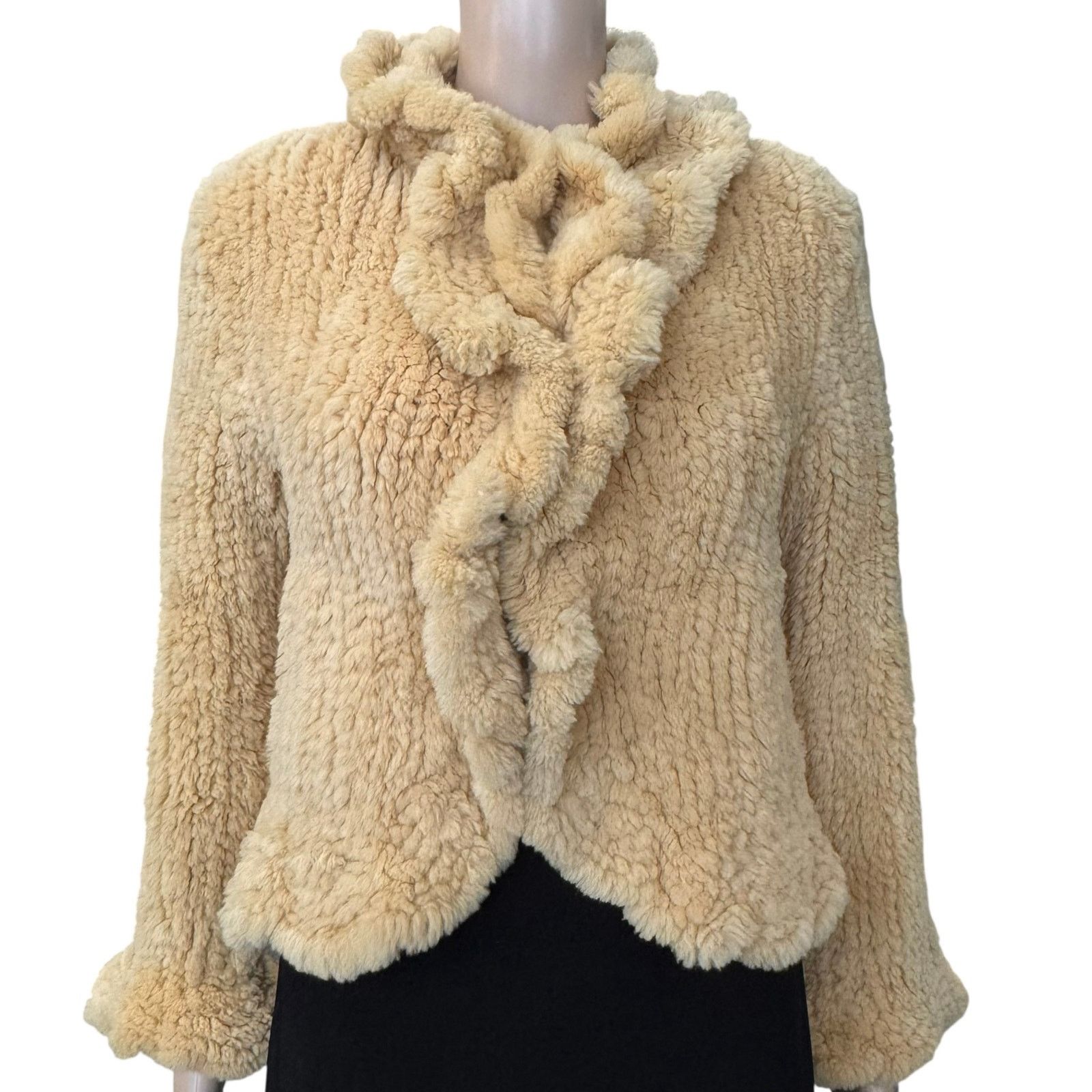 Salvatore Ferragamo Ferragamo Shearling Ruffle Jacket Size S / US 4 / IT 40 - 1 Thumbnail