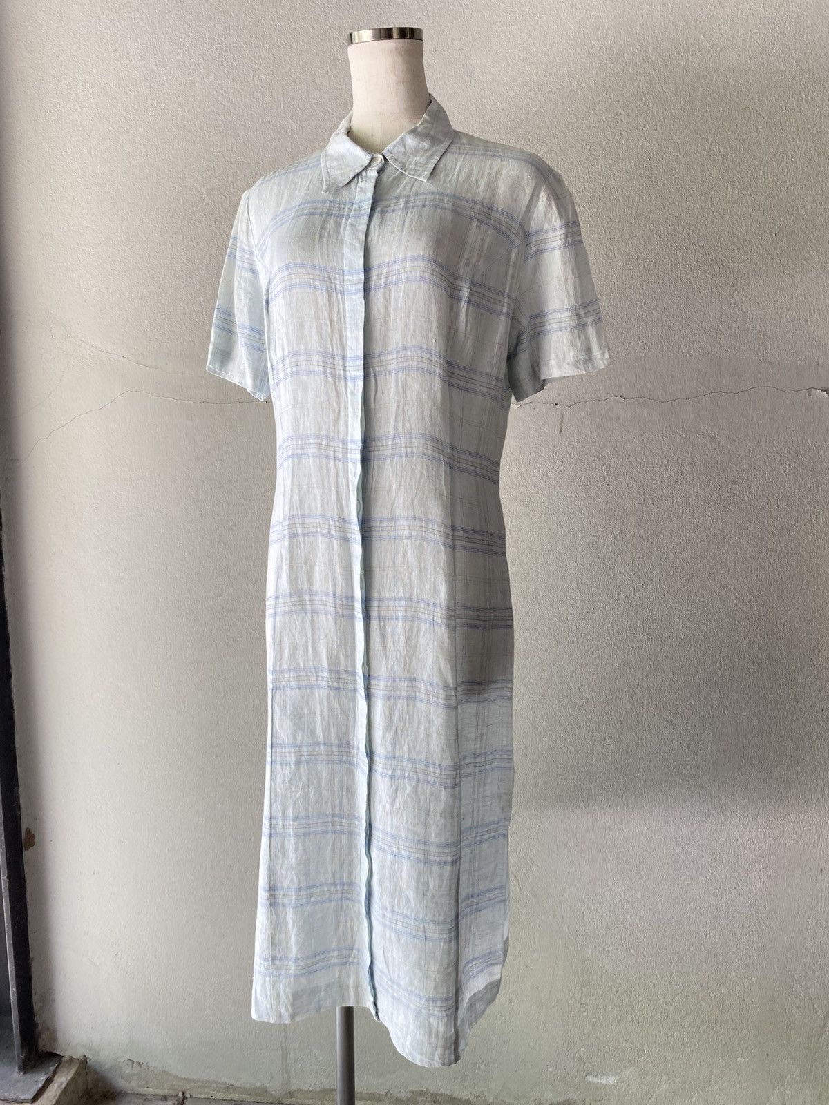 Burberry Burberry Light Blue Checkered Dress Size S / US 4 / IT 40 - 17 Thumbnail