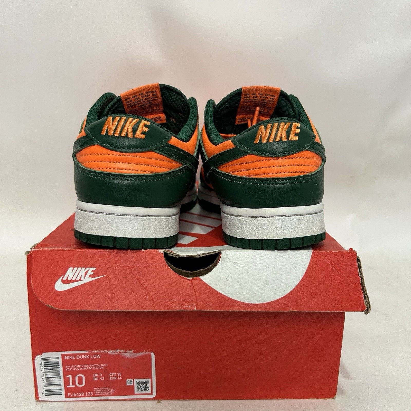 Nike Nike Dunk Low Retro “Miami Hurricanes/Gorge Green” Size US 10 / EU 43 - 5 Thumbnail