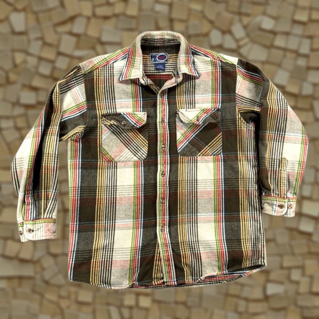 Vintage VINTAGE Williams Bay Shirt Adult LARGE Brown Plaid Flannel 90s Button-Up Long Sleeve Mens Size US L / EU 52-54 / 3 - 1 Thumbnail