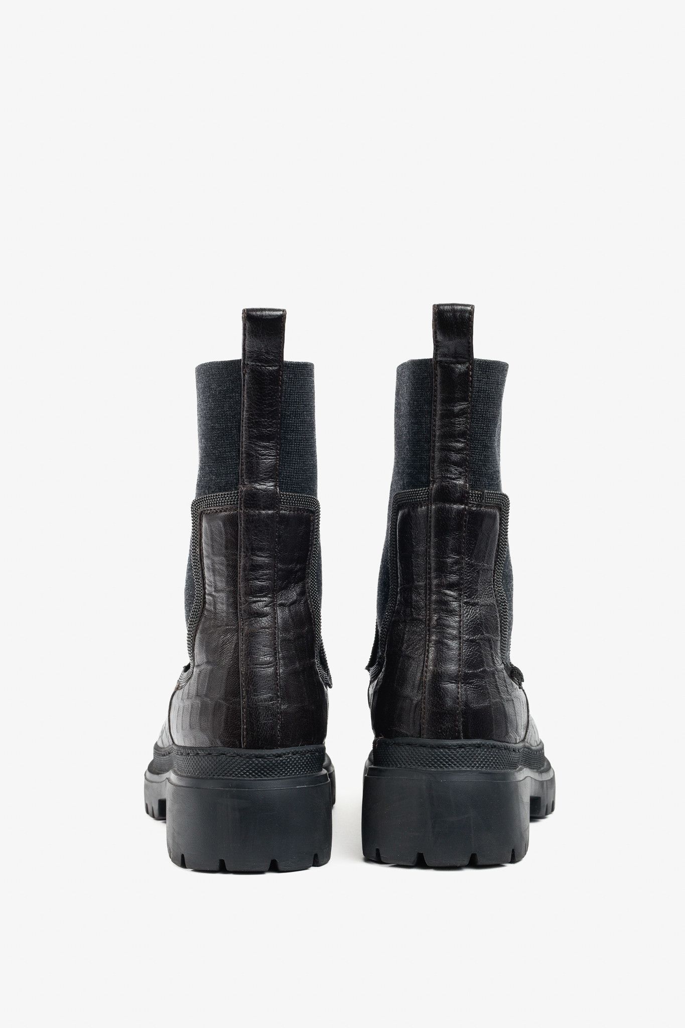 Brunello Cucinelli Brunello Cucinelli Monili Croc-Effect Leather Chelsea Boots Size US 9 / IT 39 - 3 Thumbnail