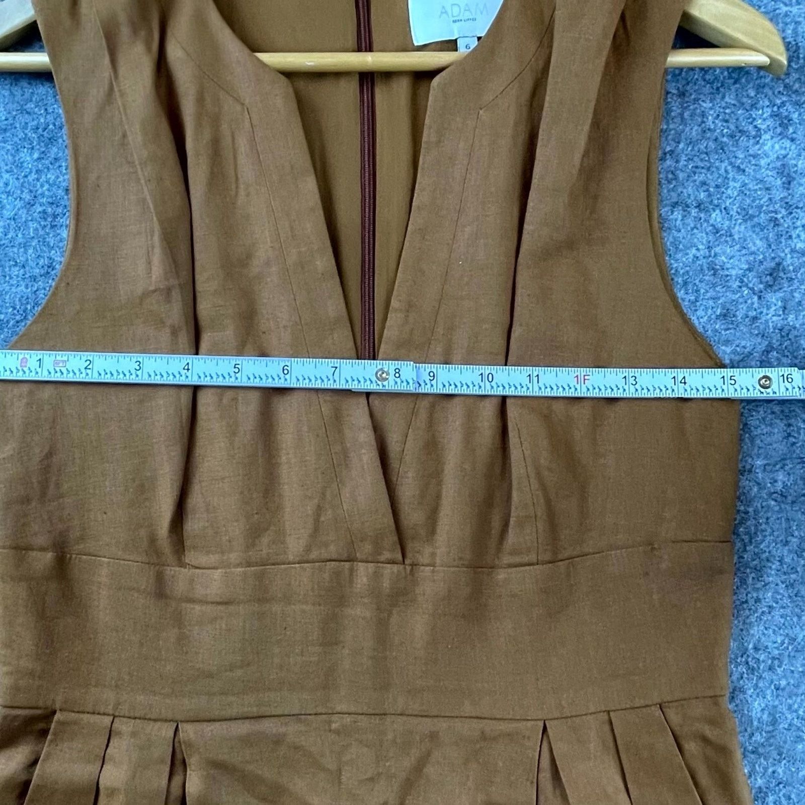 Adam Lippes Adam Lippes Dress 6 Brown Pleated Surplice Neck Minimalist Size M / US 6-8 / IT 42-44 - 7 Thumbnail