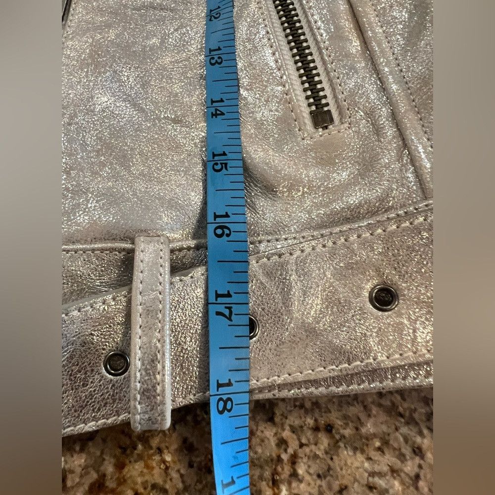 The Kooples The Kooples Silver Metallic Studded Cropped Leather Moto Size L / US 10 / IT 46 - 5 Thumbnail