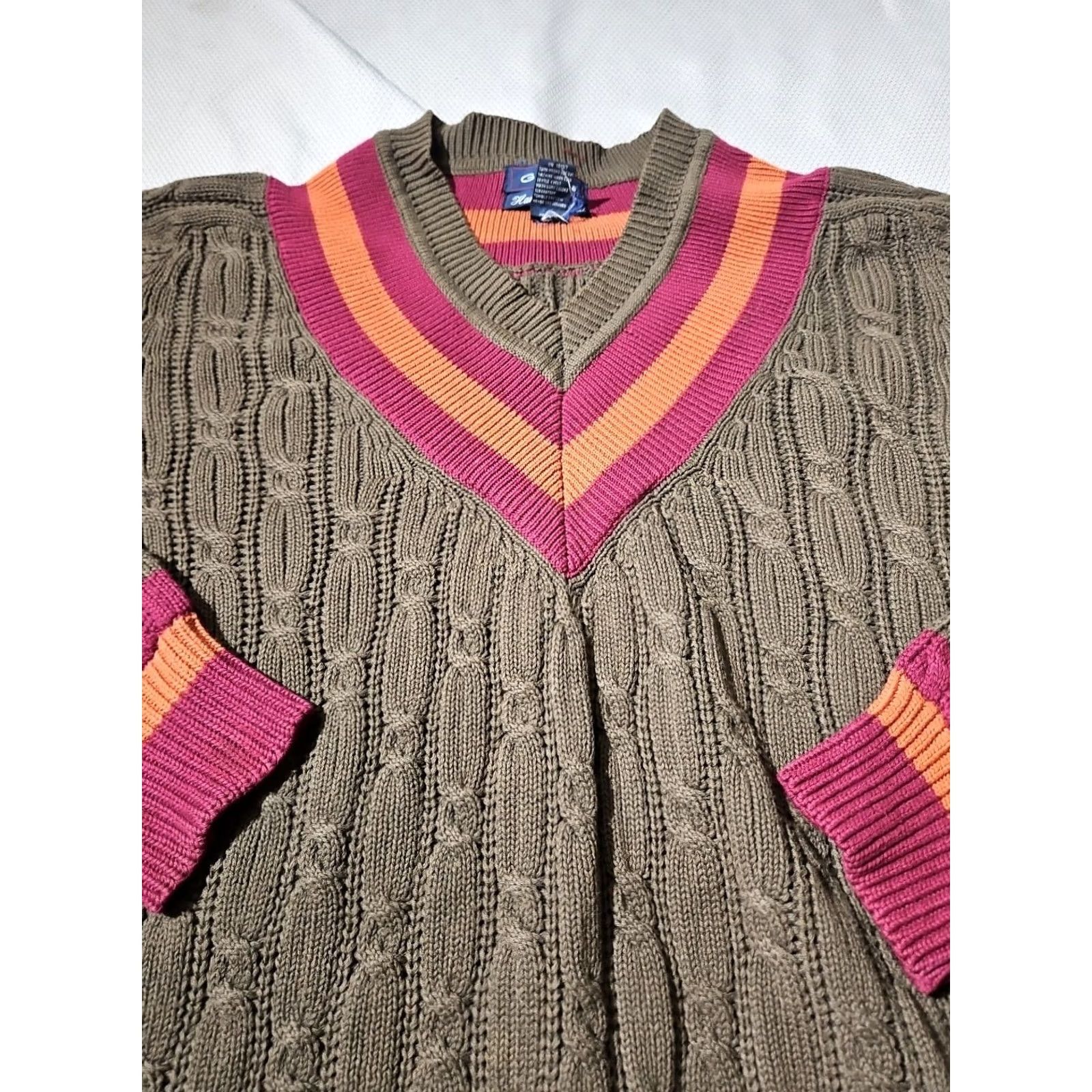 Gant VINTAGE GANT Sweater Mens Large Green Cable-Knit Fisherman 90s Size US L / EU 52-54 / 3 - 3 Thumbnail