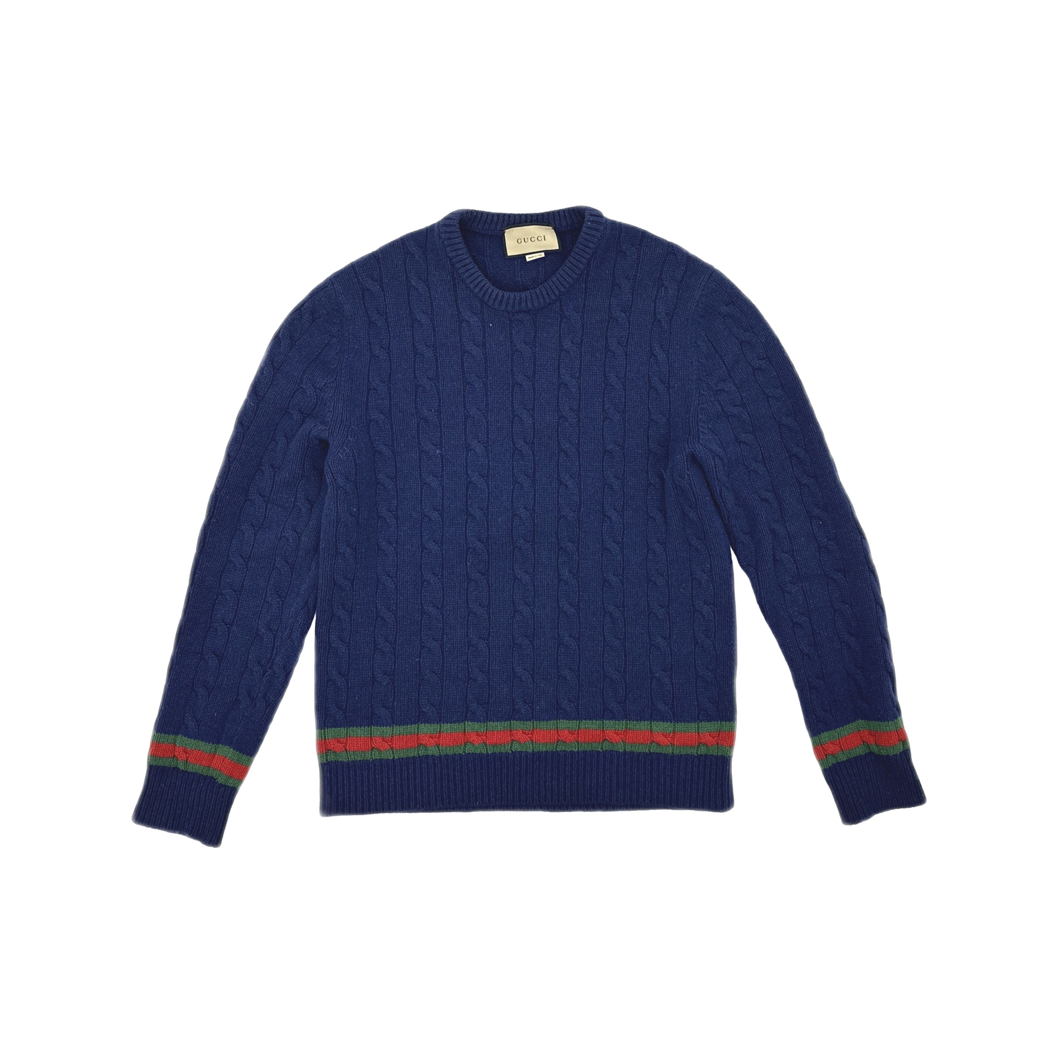 Gucci Gucci Web Cable Knit Cashmere Sweater XL Size US XL / EU 56 / 4 - 1 Thumbnail