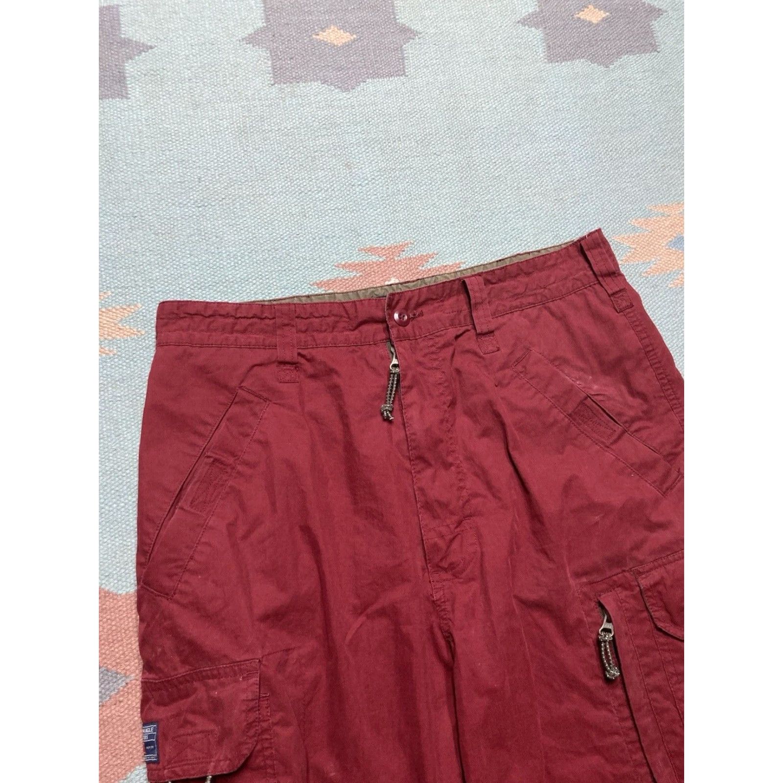 American Eagle Outfitters VINTAGE American Eagle Outfitters Cargo Shorts Men 33 Dark Red Baggy Wide Leg Skater 90s 00s Jeans? Size US 33 - 5 Thumbnail