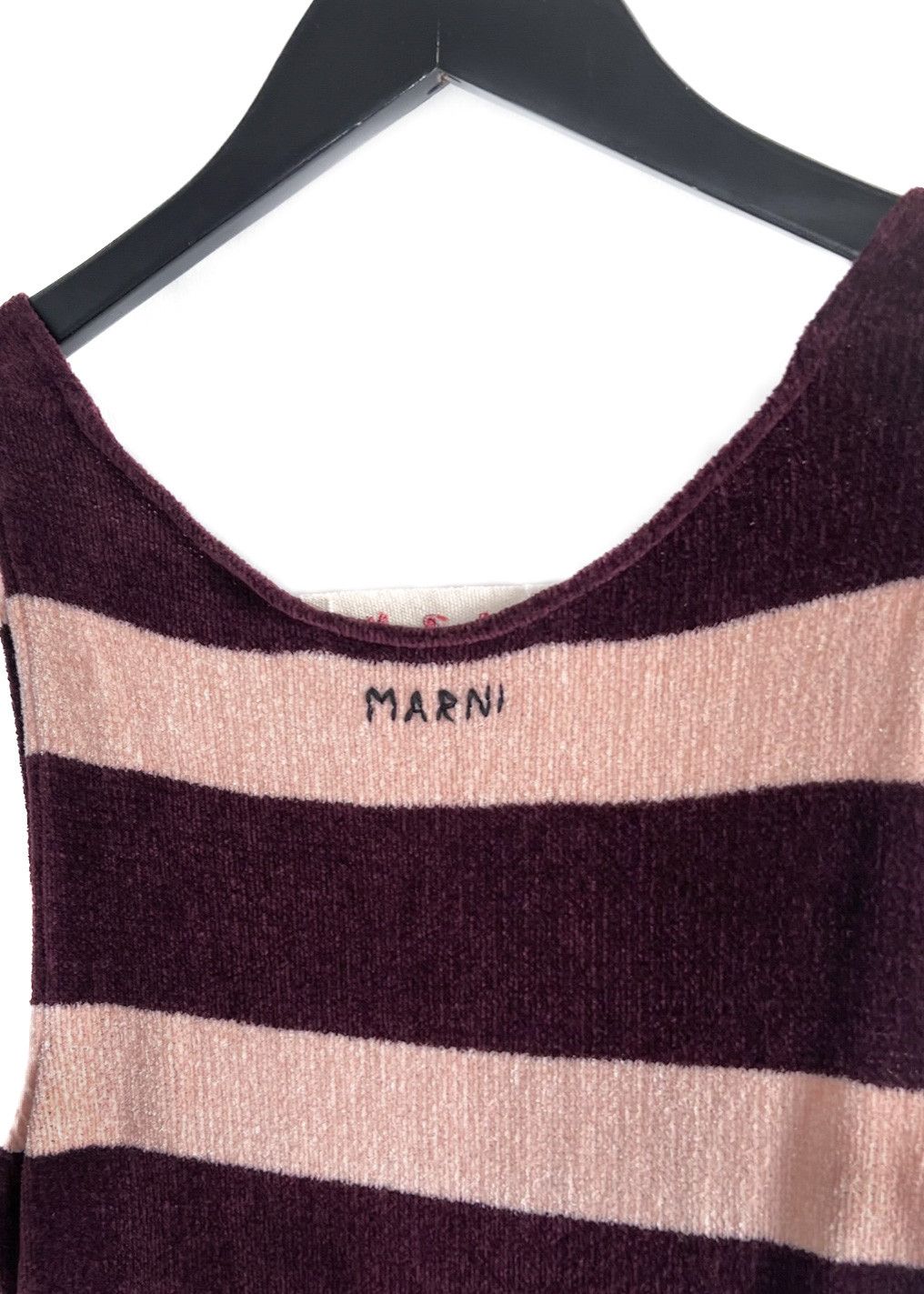 Marni Marni Pink Burgundy Striped Chenille Knit Slit Midi Dress Size M / US 6-8 / IT 42-44 - 4 Thumbnail