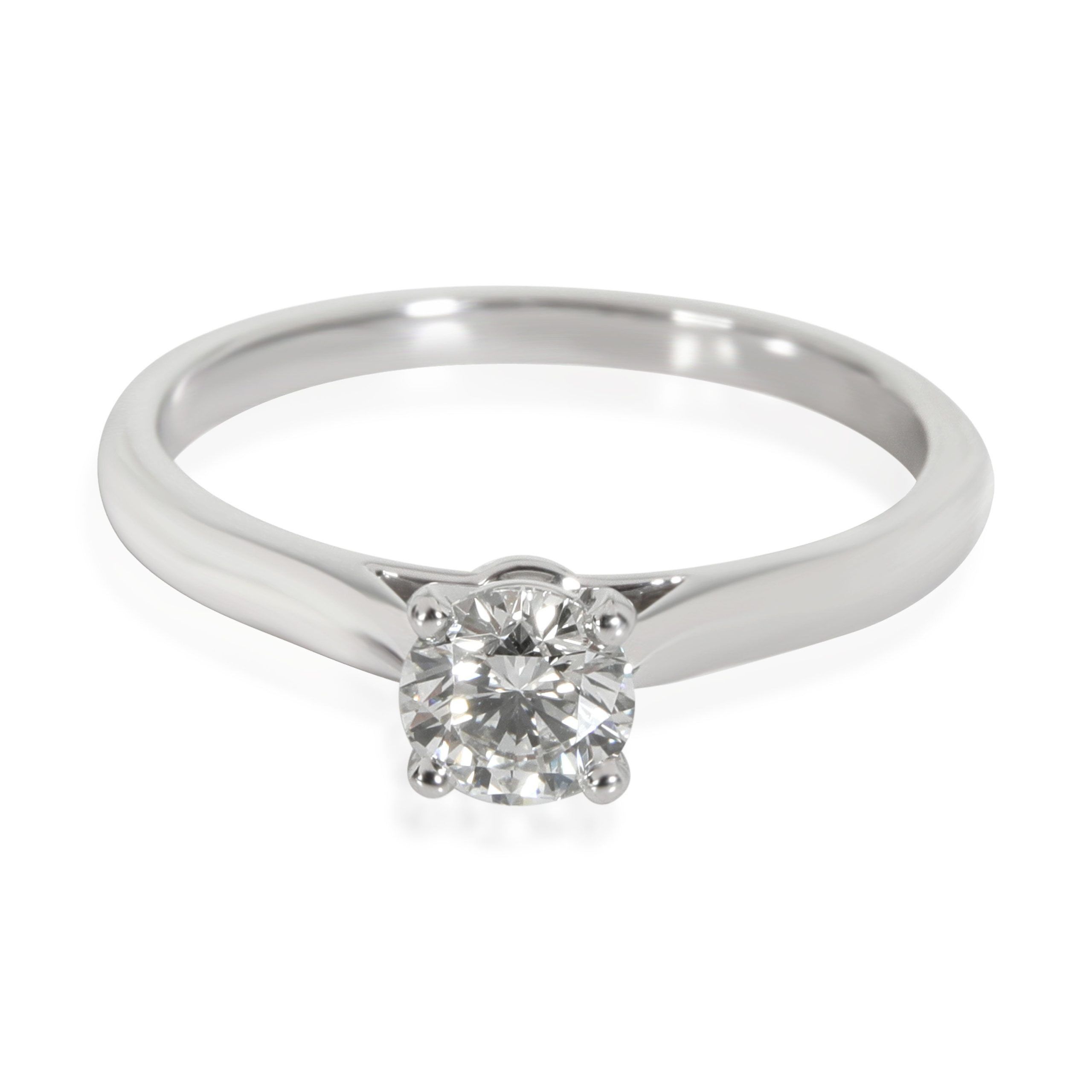 image of Cartier 1895 Diamond Solitaire Engagement Ring In Platinum F Vs2 0.46 Ctw in Silver, Women's