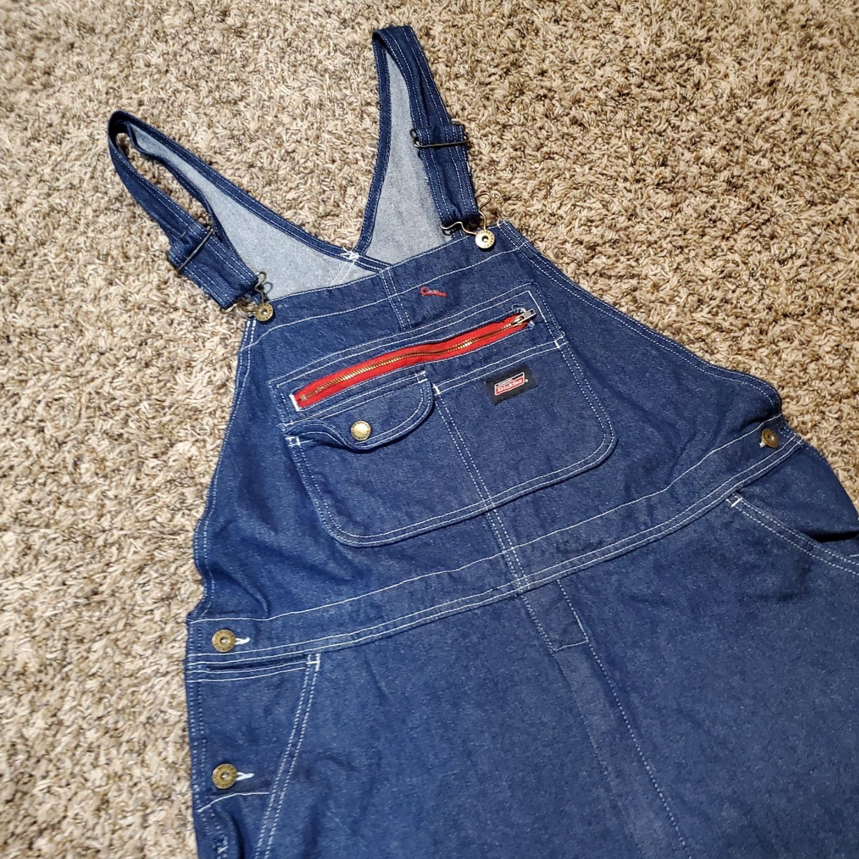 Dickies VINTAGE Dickies Overalls Mens Large Blue Denim Bib Carpenter Workwear Farm Trucker Dark Size US 33 - 2 Thumbnail